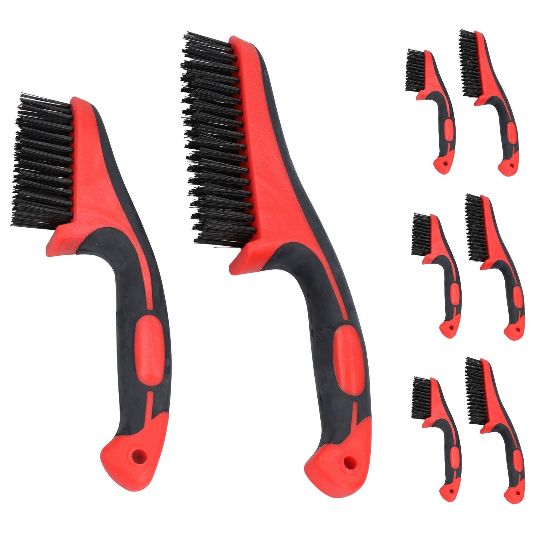Brosse métallique portative pour éliminer la rouille, nettoyage, poignée en caoutchouc souple, 11" + 8,5"