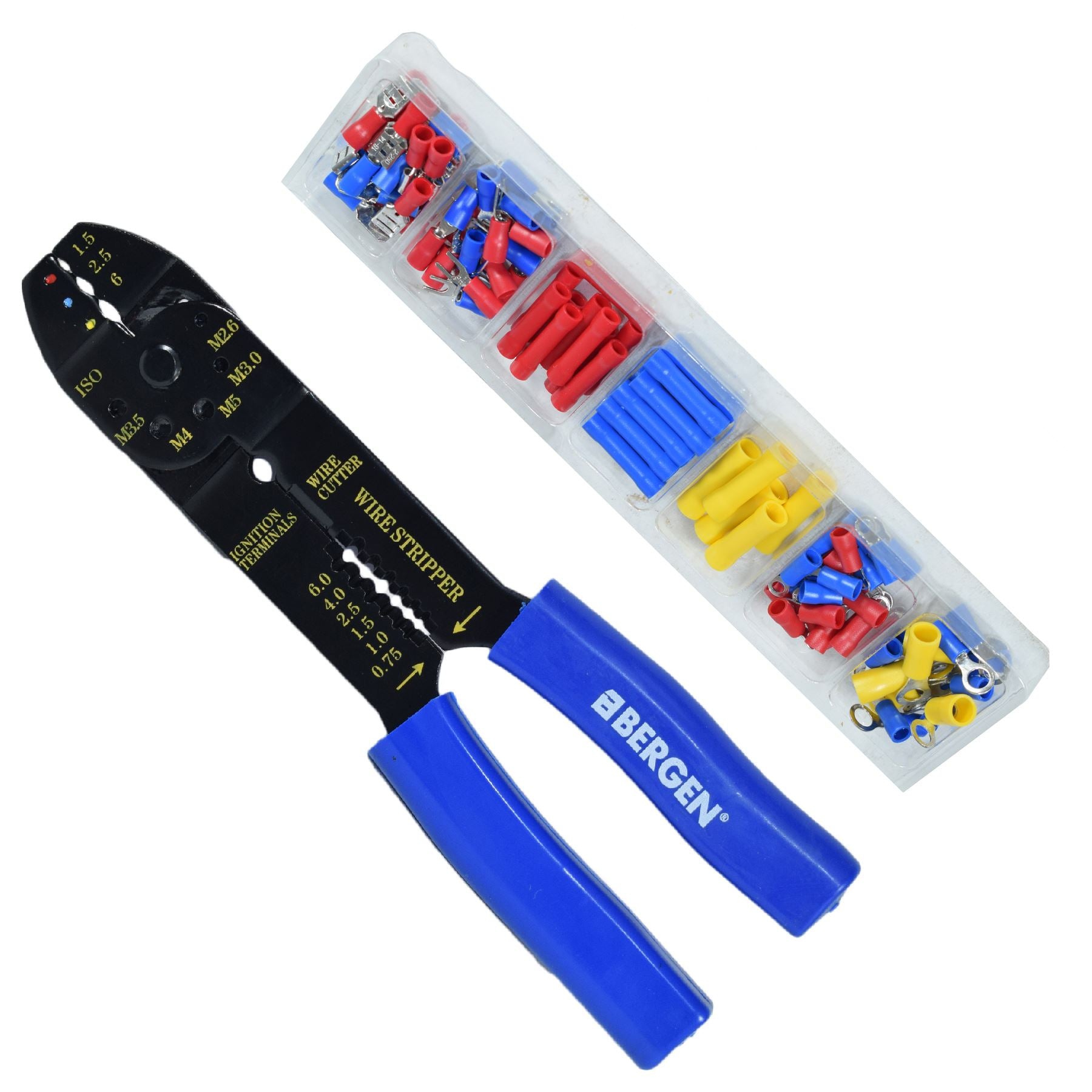Elektriker-Draht-Crimpzange, Crimp-Schneidwerkzeug und Flachsteckverbinder-Set, 101-teilig