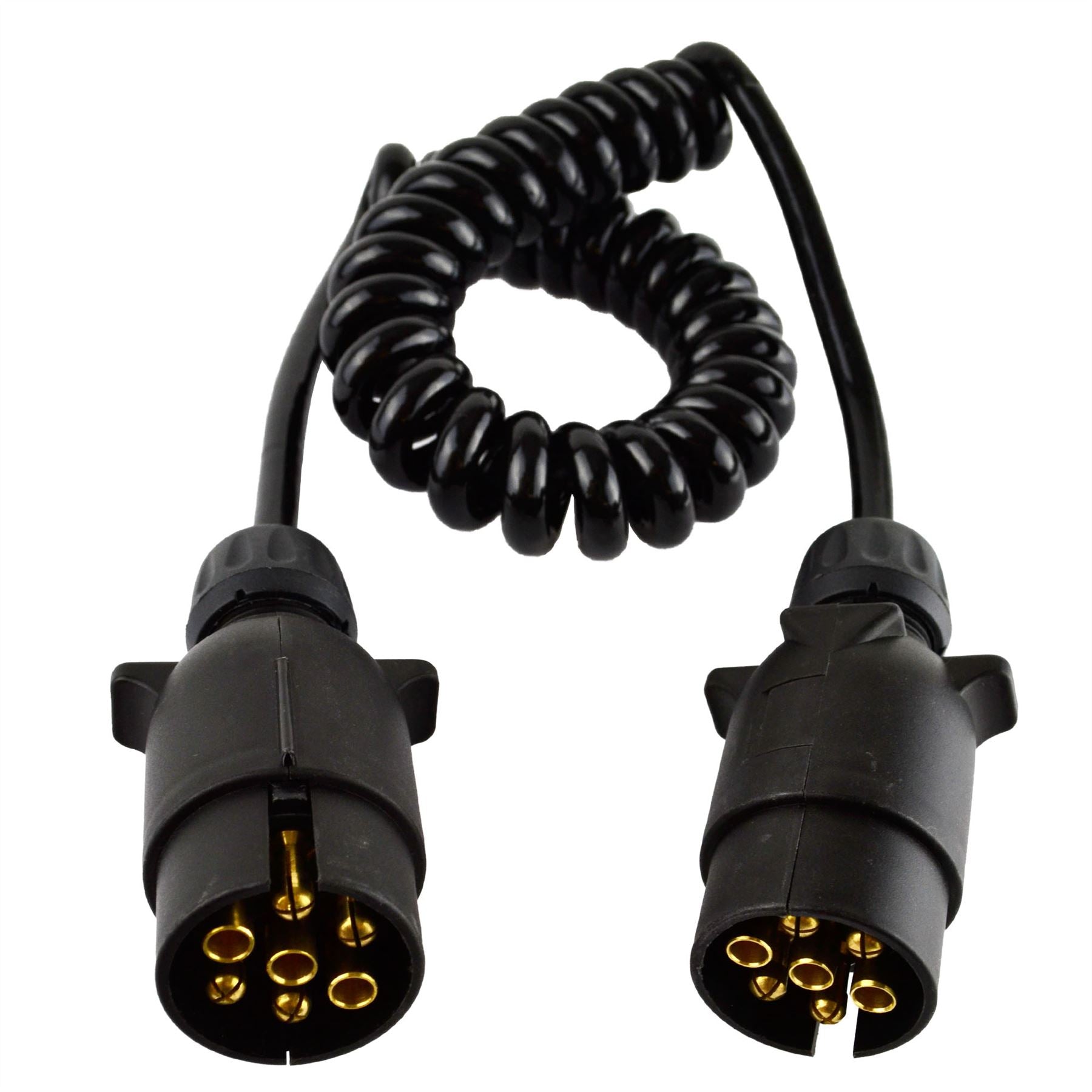 Trailer Electrics 1.5m Curly Extension Cable Male to Male 7 Pin