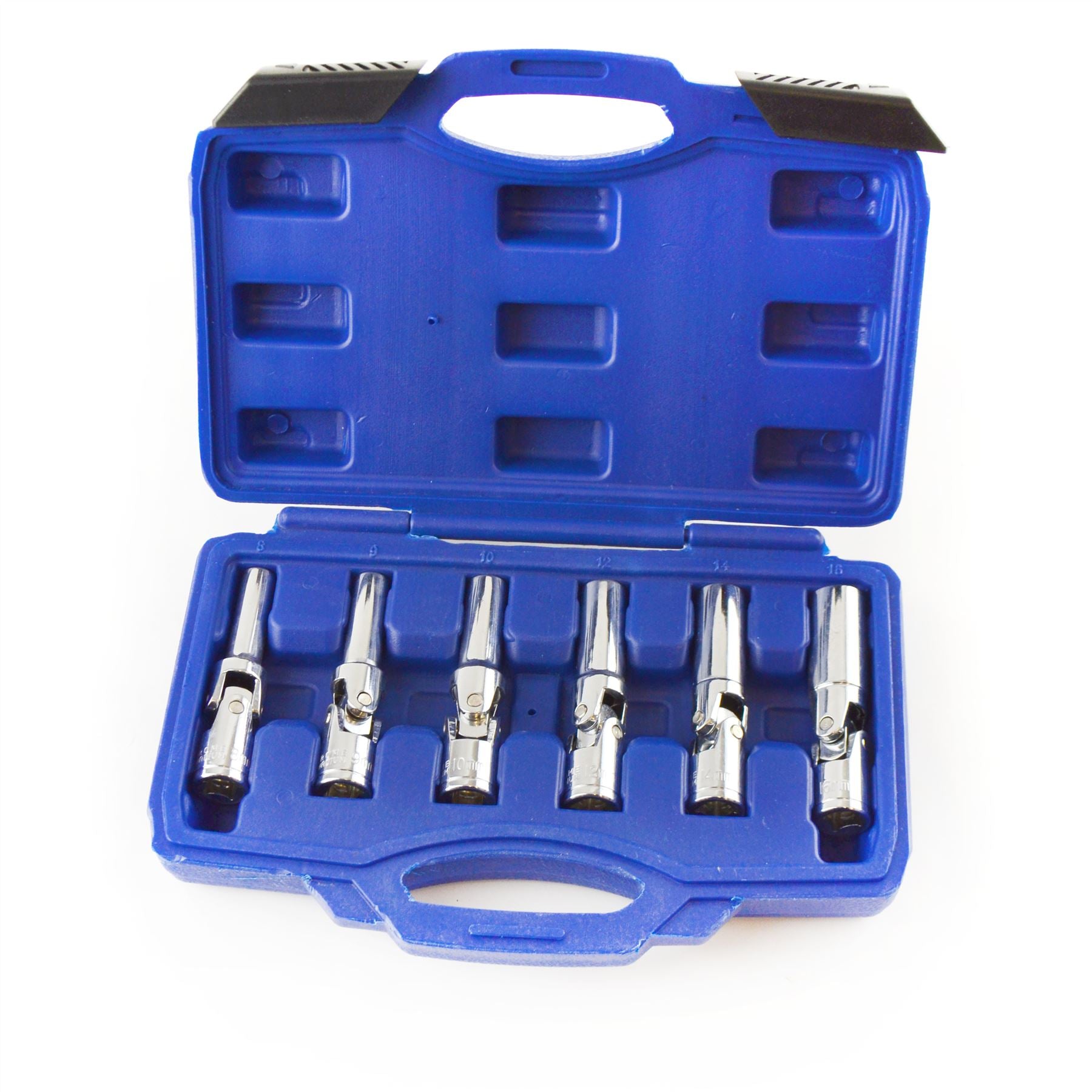 3/8" Dr Glow Plug 6pc Socket Set 8mm - 16mm Flexible Socket Joint Swivel TE911