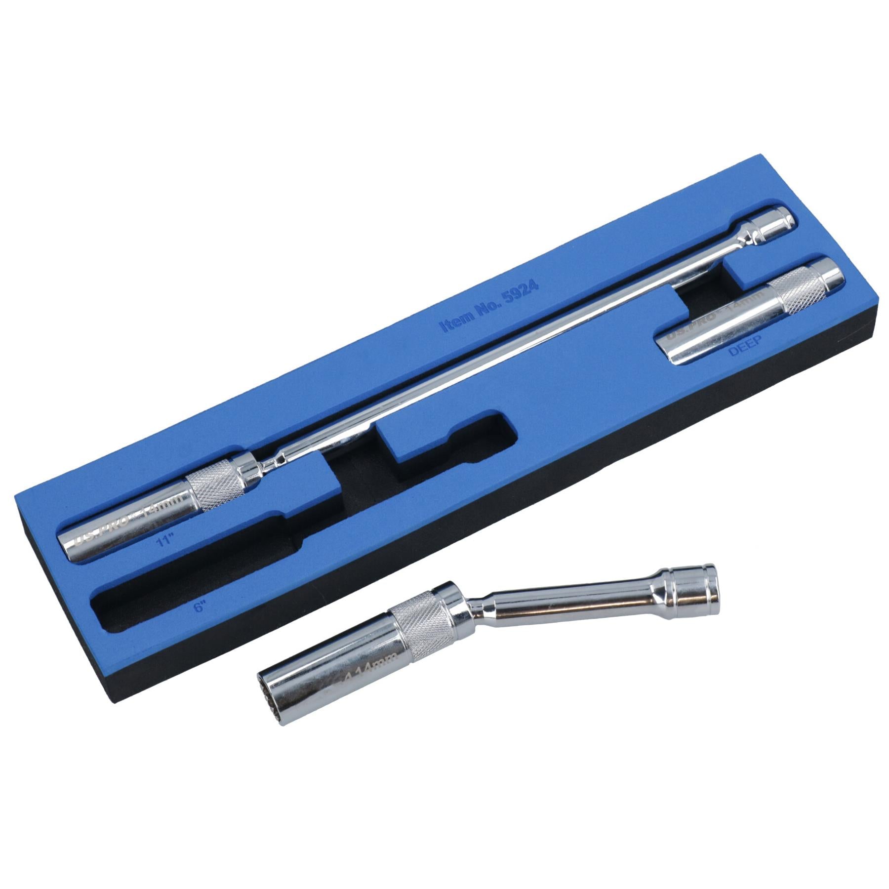 Douilles magnétiques à paroi mince pour bougies d'allumage de 14 mm avec pivot à 360 degrés, 3 pièces