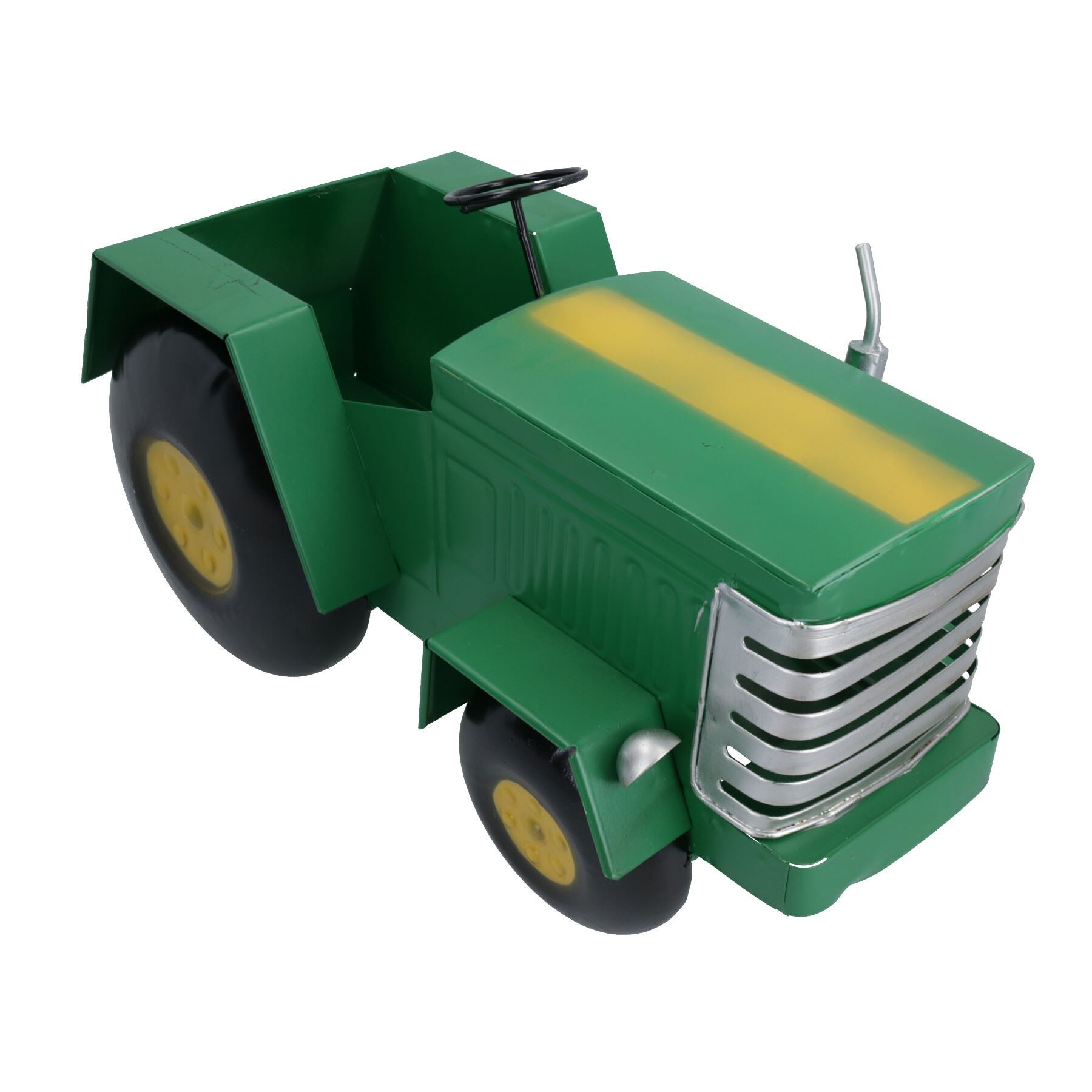 Grüner Traktor Übertopf Blumentopf Garten Metall Ornament Bauernhof Haus Kräuter