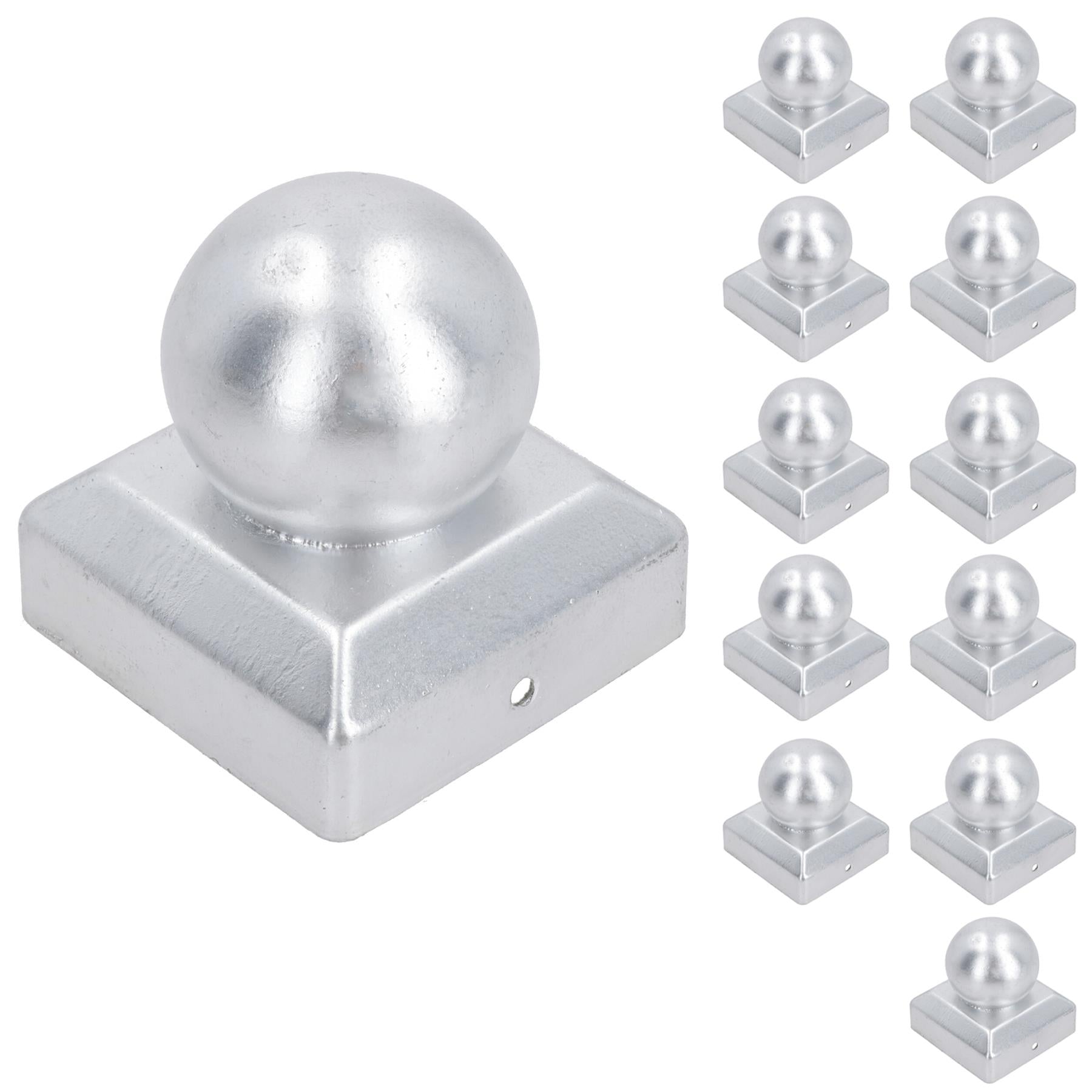 Round Metal Fence Post Caps 75mm or 100mm Protector Cover Brown or Silver