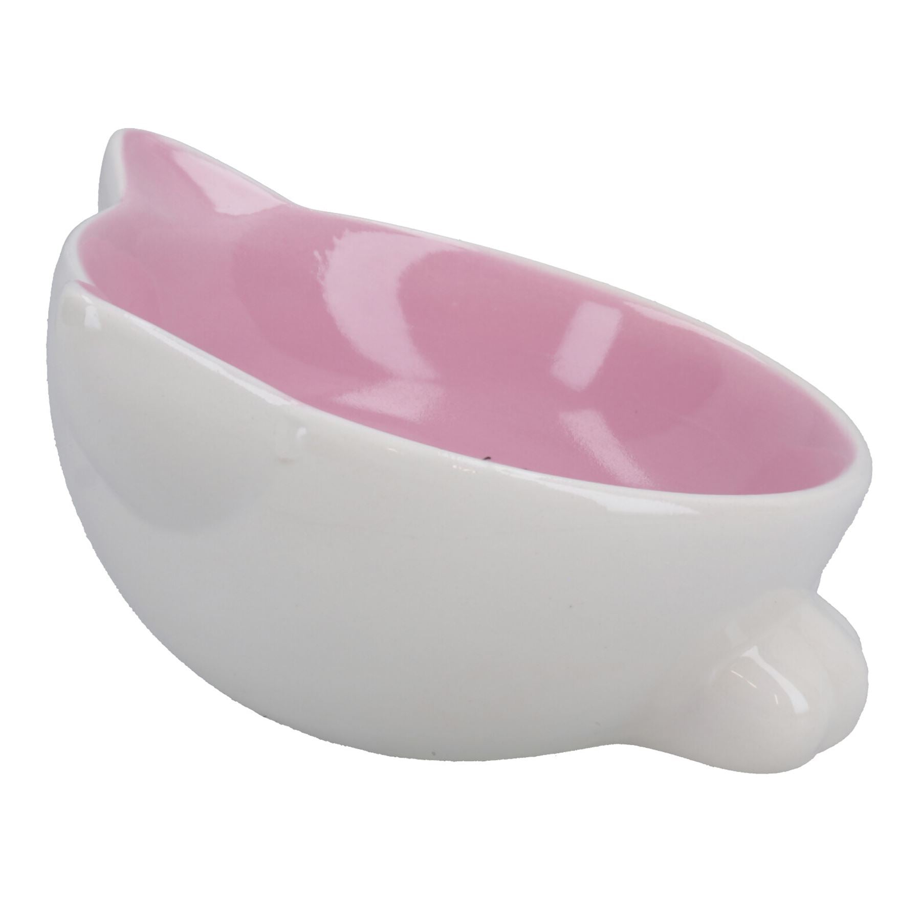 2er-Pack rosa-weiße Katzengesichtsschüssel mit Kugel-Futter- und Wasserteller für Kätzchen und Katzen, 16,5 cm