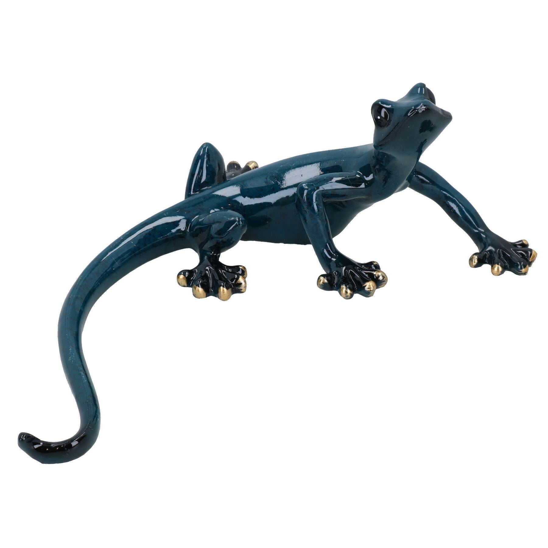 Blaue Gecko-Eidechsen-Kunstharz-Wandskulptur für Schuppen, Dekoration, Statue, kleines Haus-Ornament