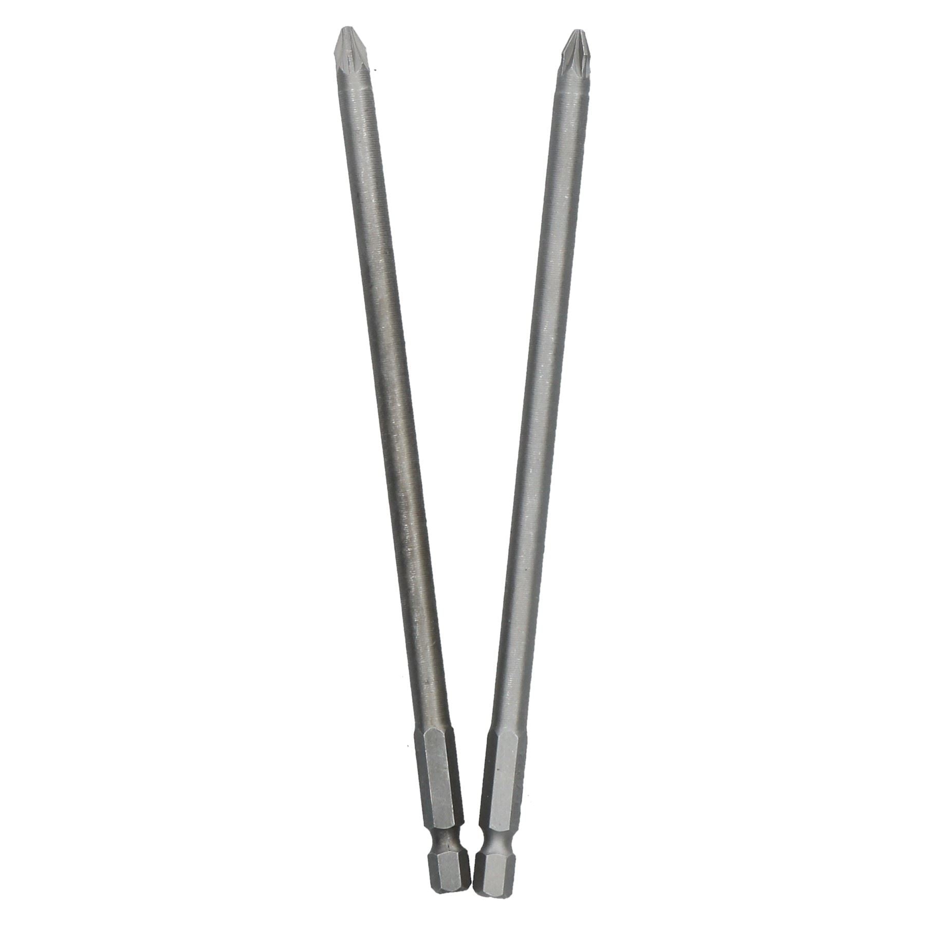 2-teiliges PZ2 Pozidriv-Schraubendreher-Bit-Set, extra lang, 150 mm, mit 1/4-Sechskantschaft