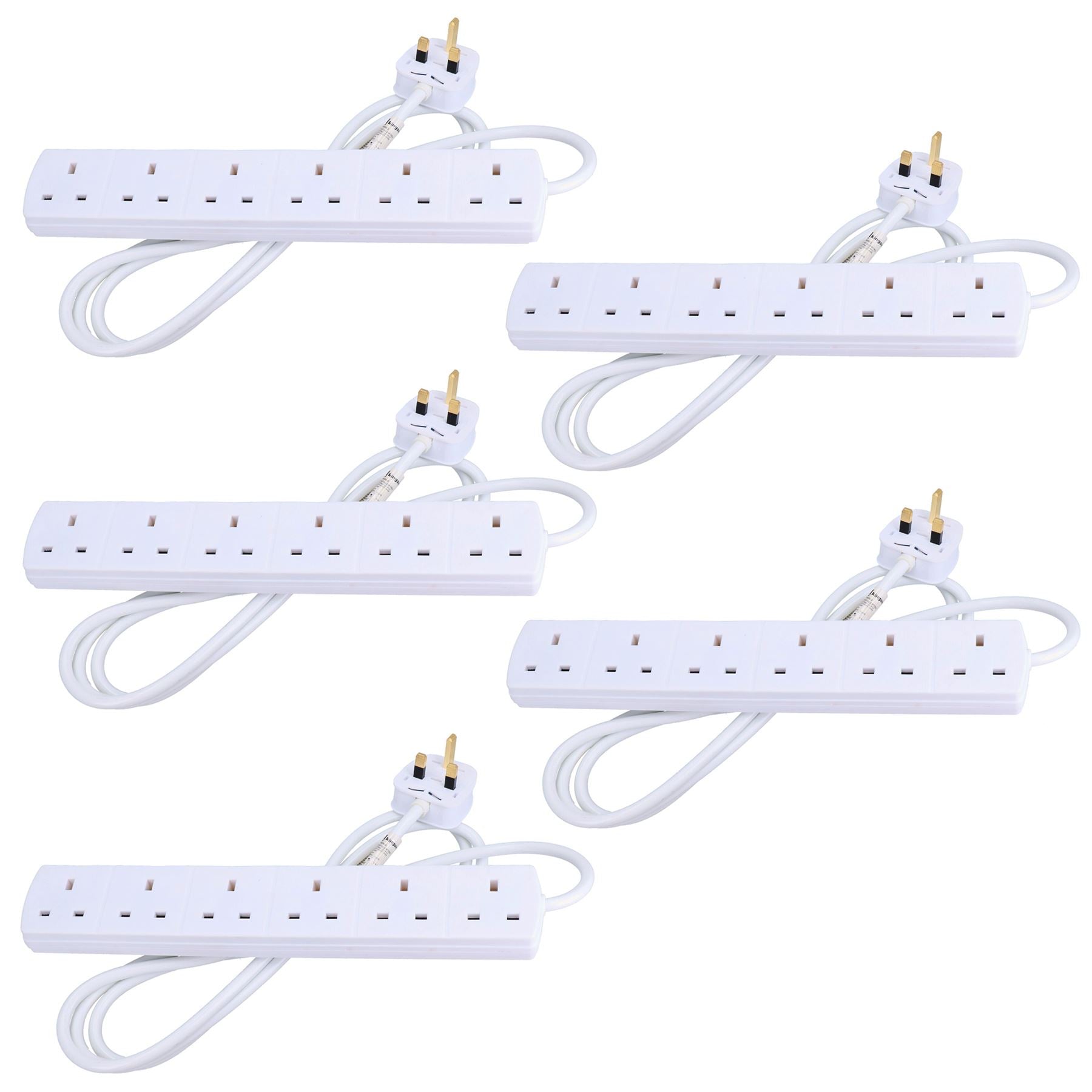 Adaptateur de rallonge de prise à 6 voies pour prise britannique avec câble de 2 m