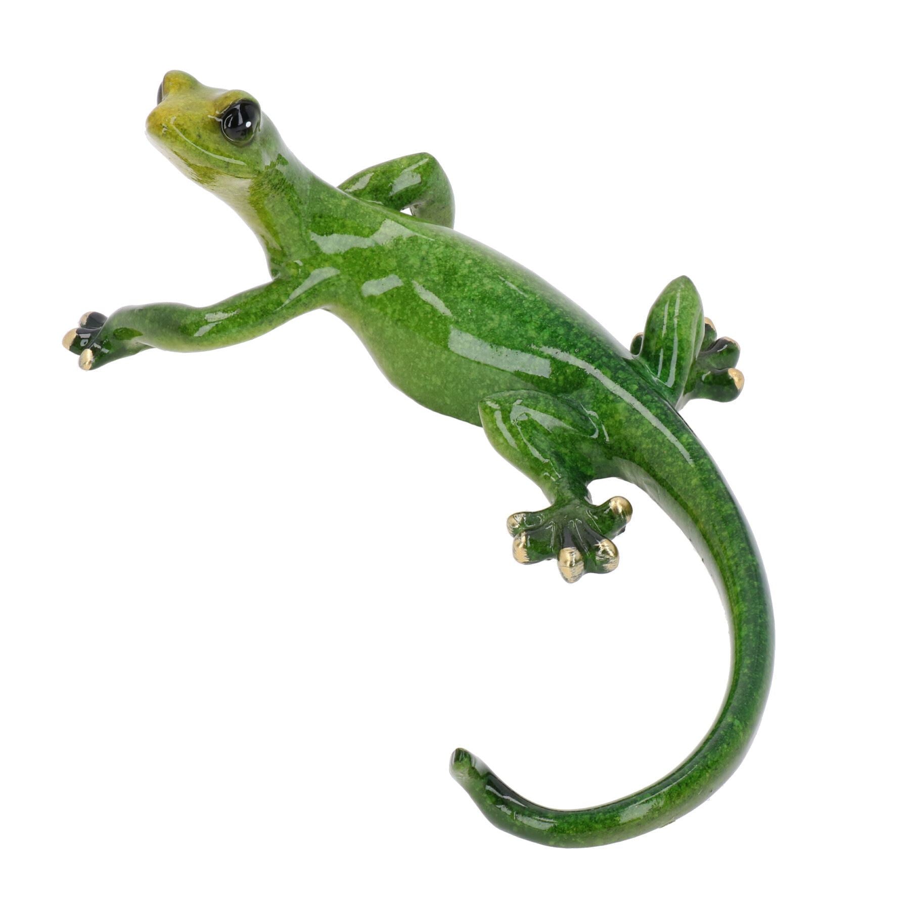 Grün gesprenkelt Gecko Eidechse Harz Wand Schuppen Skulptur Statue Haus klein