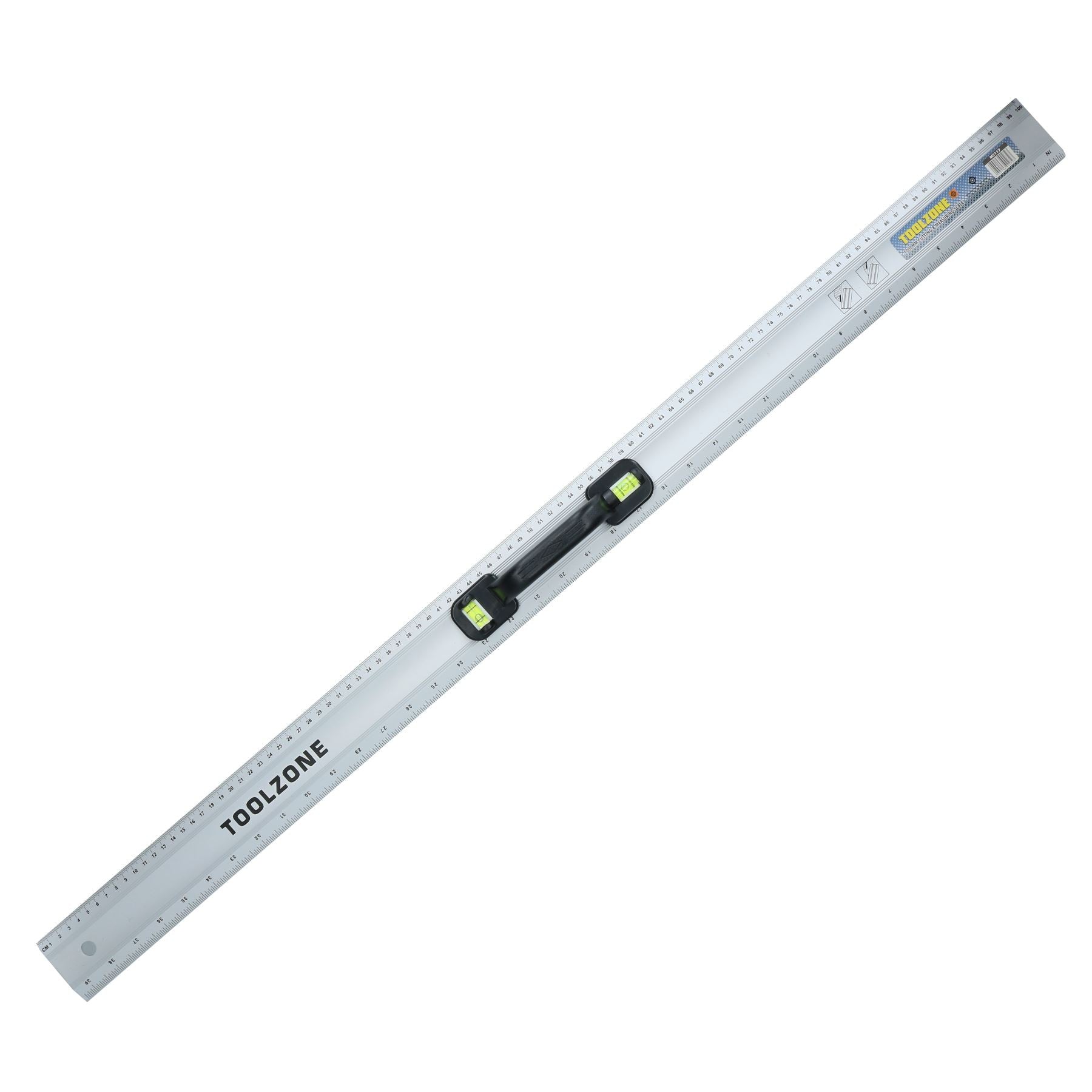 40" (1m) Aluminium Ruler With Handles + Spirit Level Metric Imperial Egde Scale