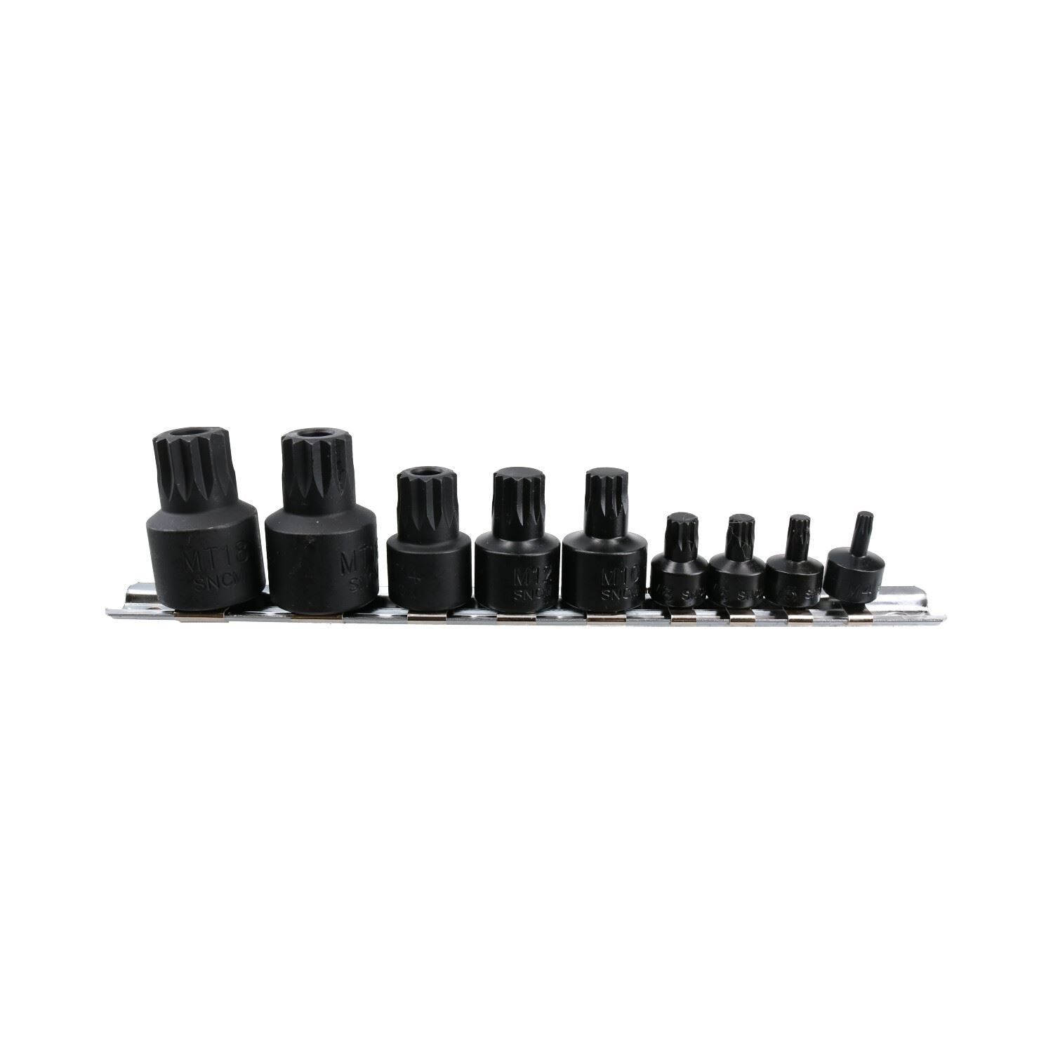 Douilles à embouts cannelés triples carrés Stubby Impact M4 – M12 MT14 – MT18, lot de 9 pièces