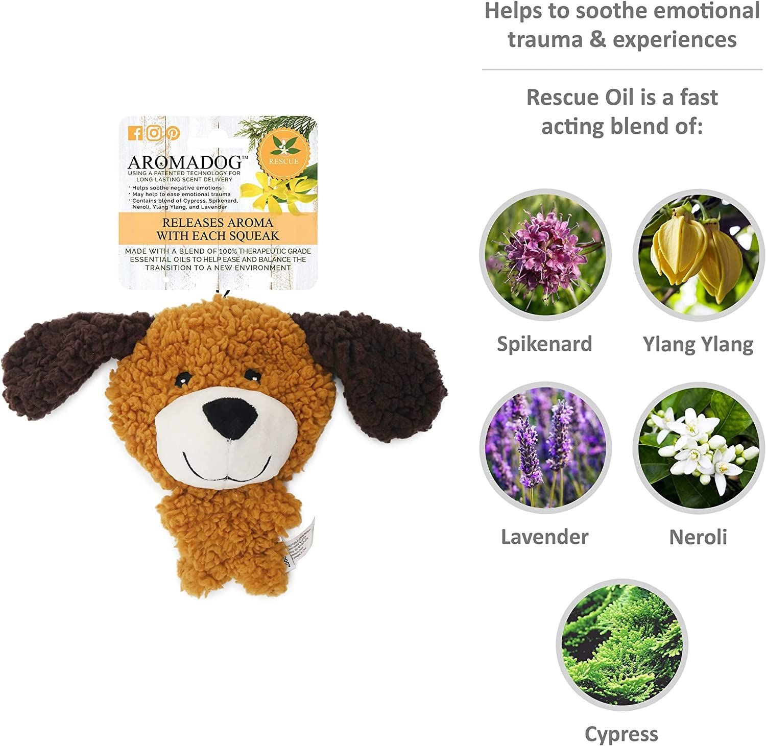 Jouet en peluche sans rembourrage Aroma Big Head Flattie, apaisant à la lavande pour chien, cadeau
