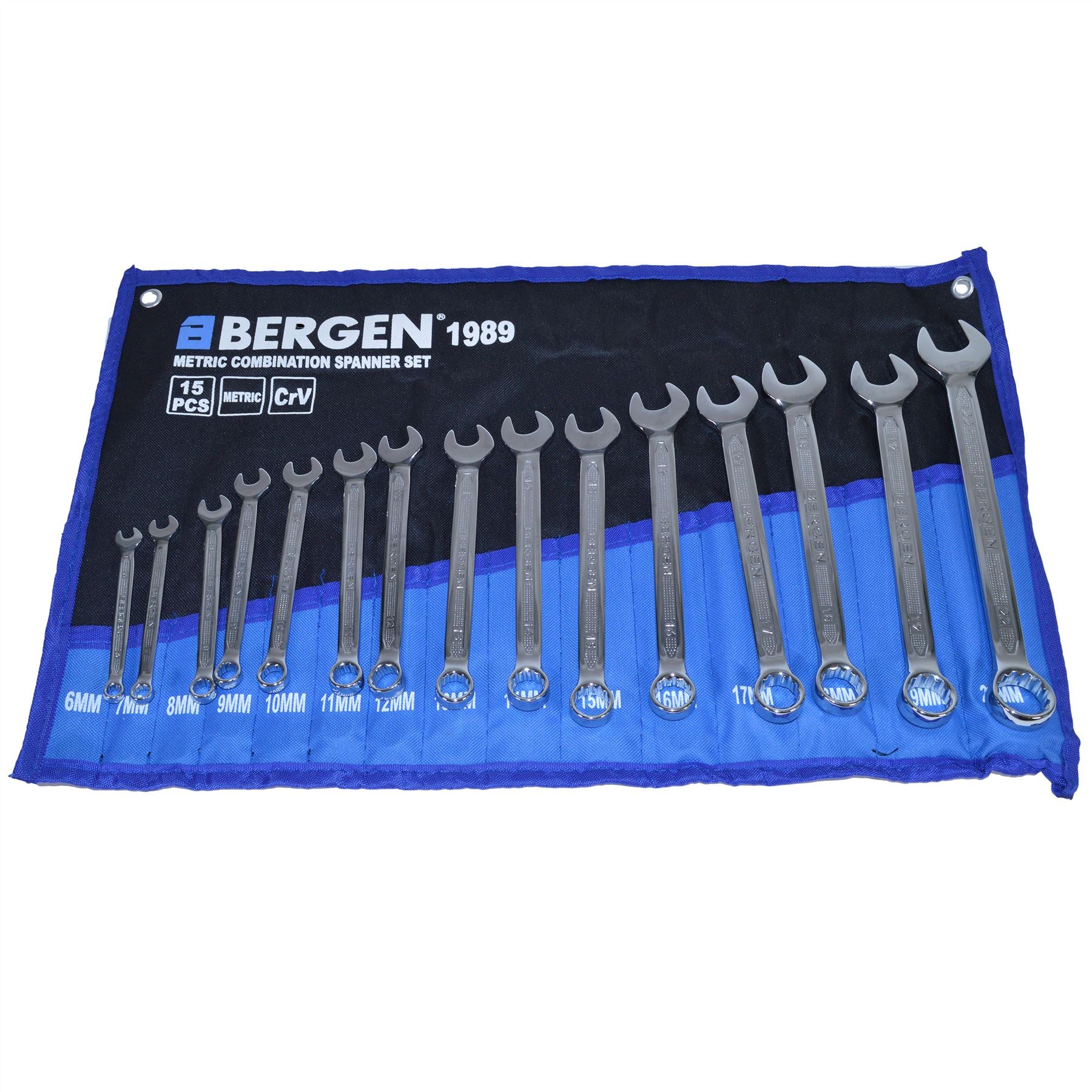 15pc Metric MM Combination Spanner Spanners Wrench Set 6mm to 22mm Bergen