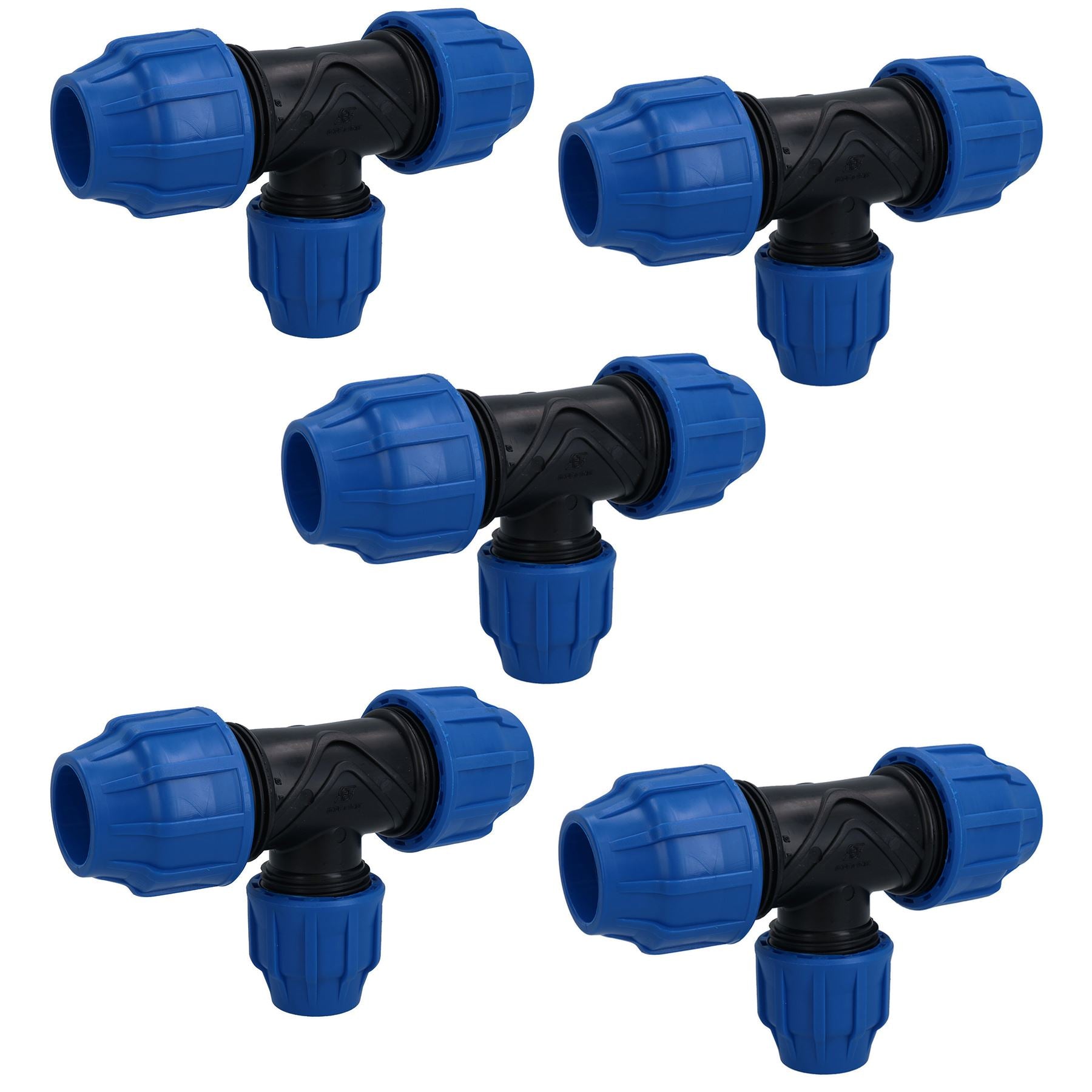 Raccord de tuyau d'eau en PEMD Raccord de raccord en T 20 mm x 20 mm x 20 mm