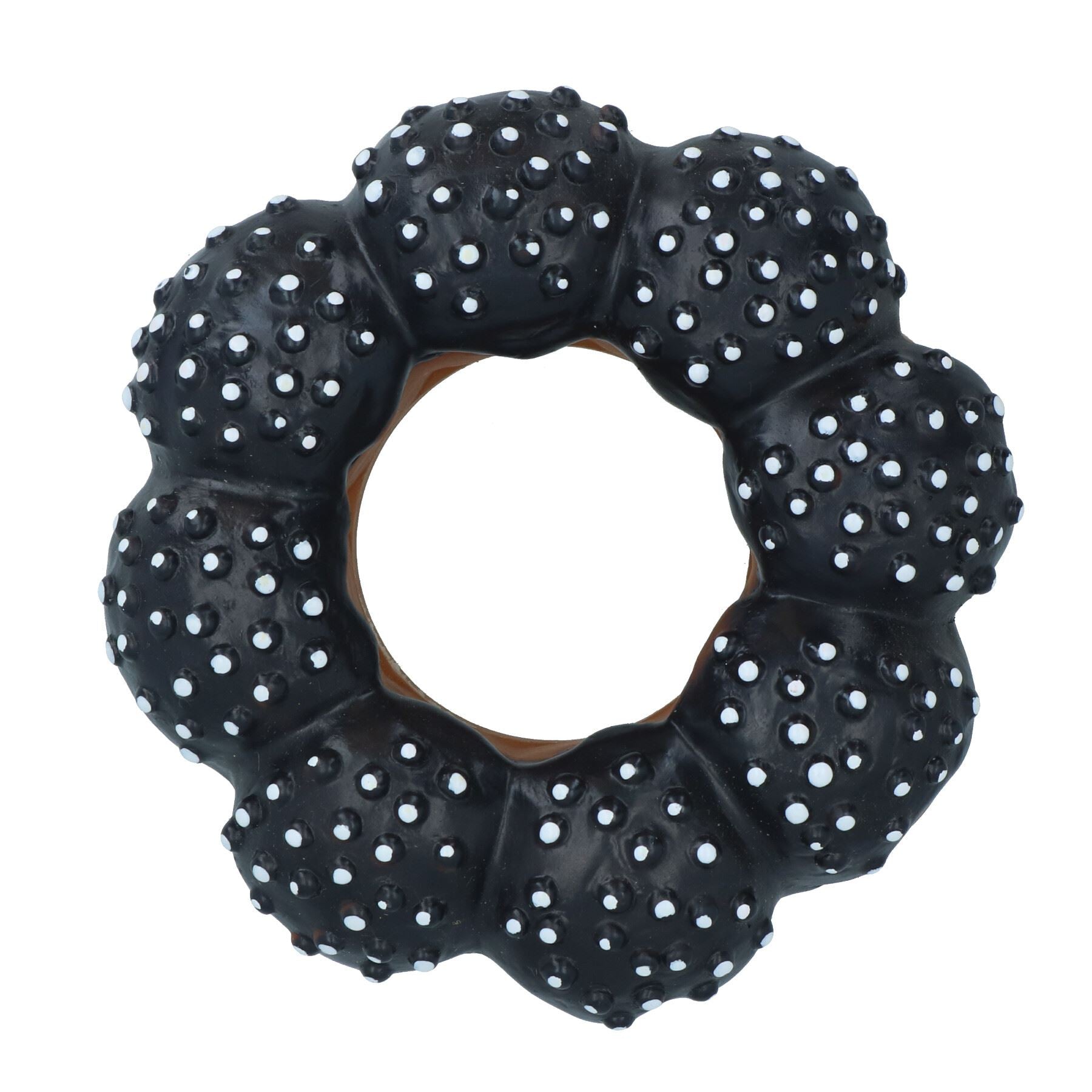 Haustier Hund Vinyl schwarz Donut Essen Hundespielzeug Spielspielzeug mit Squeeze 4x4x14cm