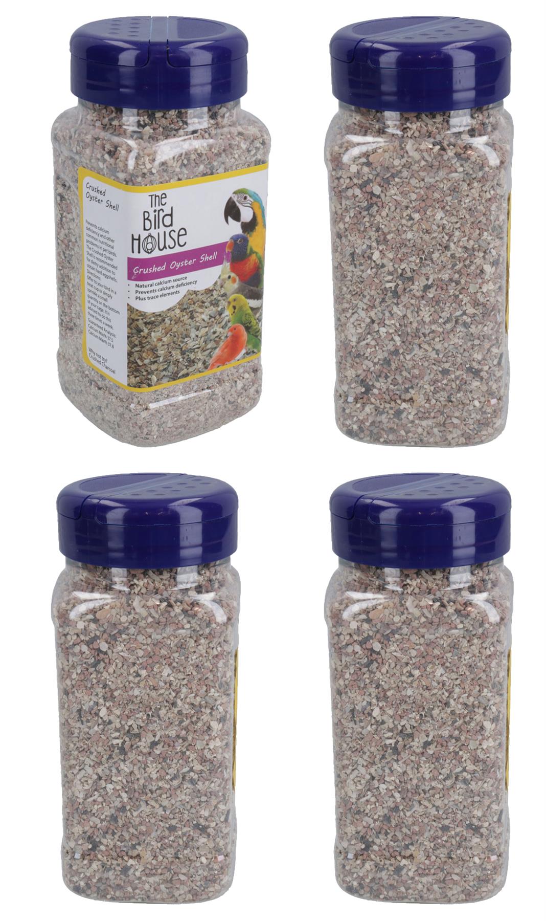 Lot de 4 coquilles d'huîtres broyées pour oiseaux, 600 g, calcium et minéraux, aide à la digestion