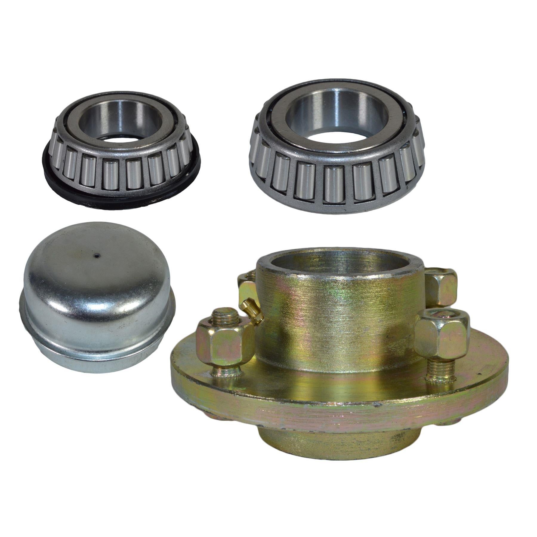 Lot de 2 moyeux de roue de remorque et essieux à fusée allongés 4" PCD