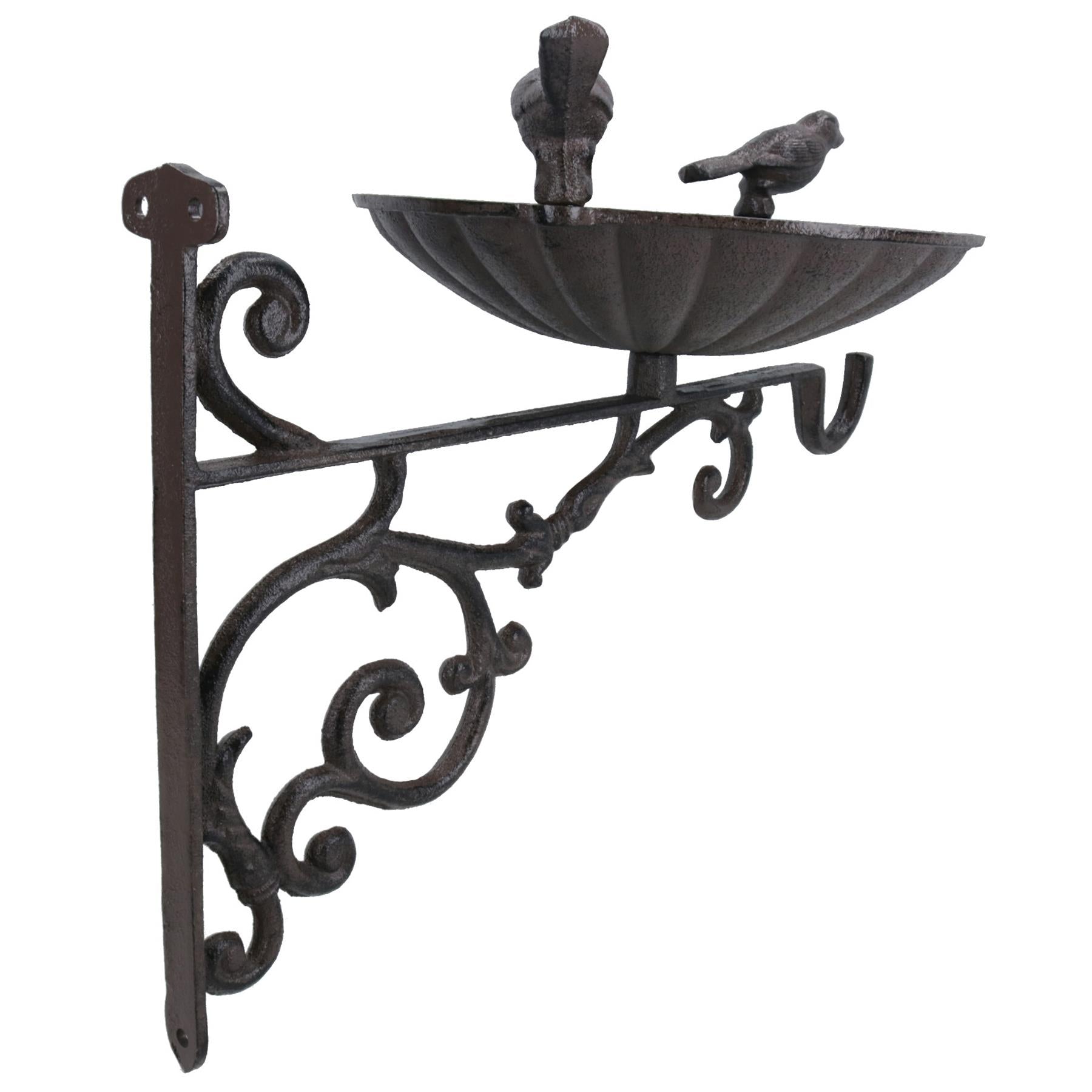 Wandhalterung Vogelbad Gusseisen Futterspender Ornament Garten Feature Statue Zaun