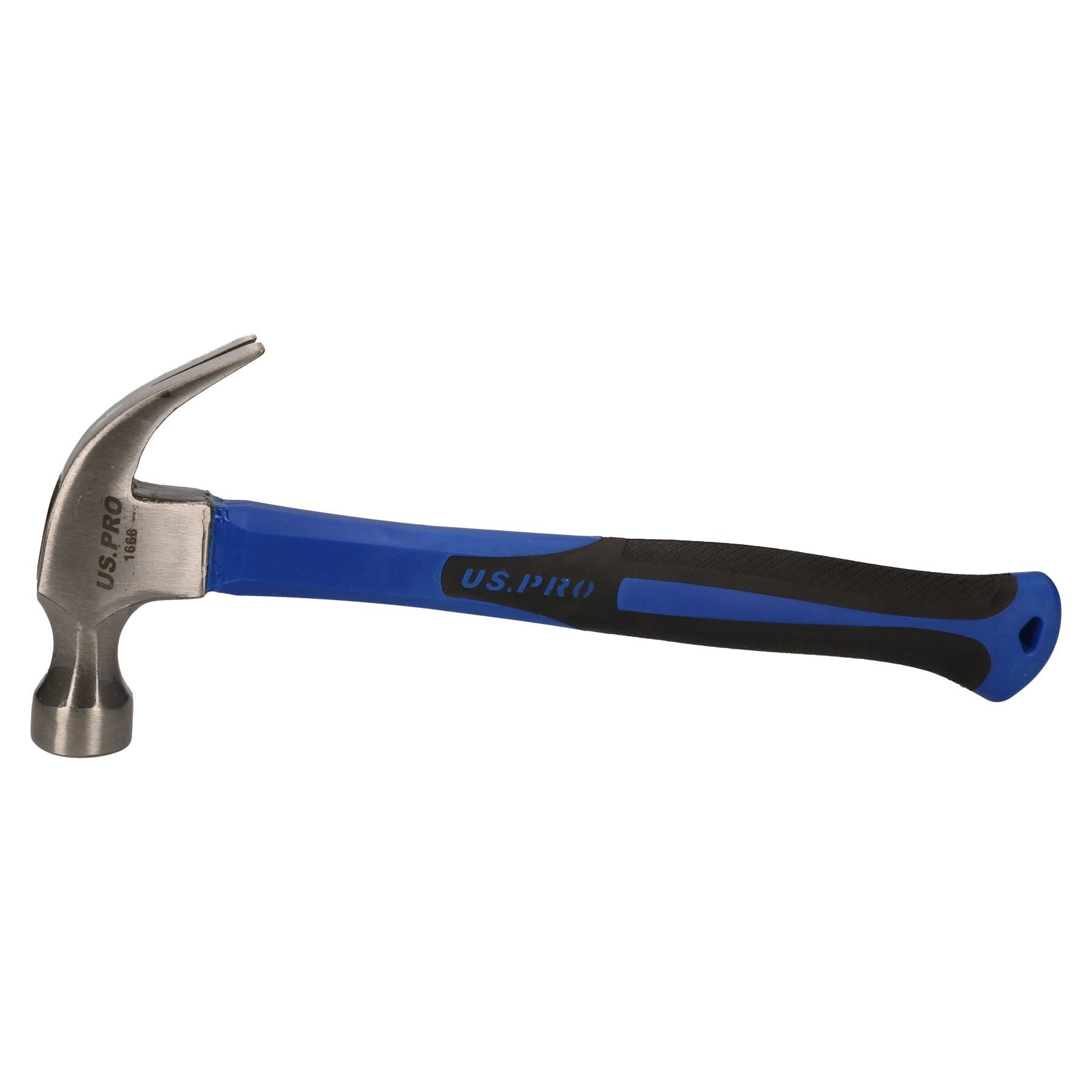 Marteau à griffes en fibre de verre 16 oz avec manche en TPR, clou incurvé à tête en acier AT047