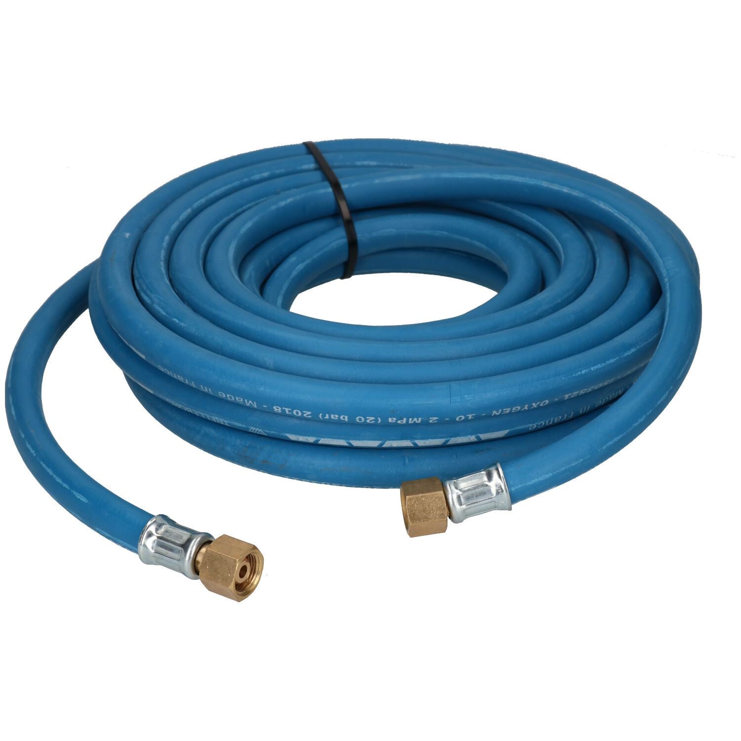 Tuyau en caoutchouc simple pour oxygène, coupe et soudage de tuyaux, 10 m, 3/8" BSP, gaz, bleu