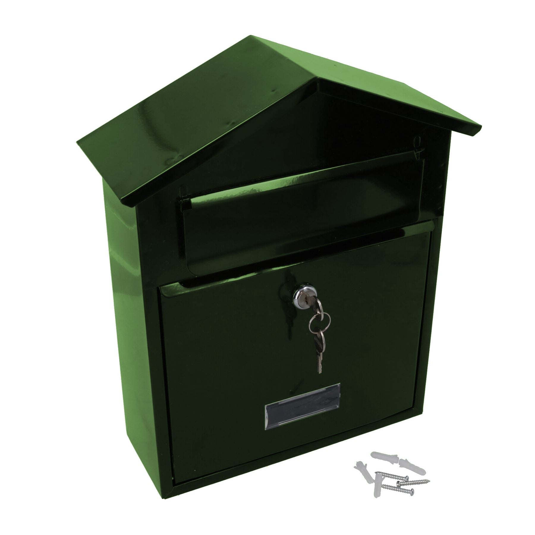 Briefkasten Metall grün Wandtür Tor Zaun Gartenhaus abschließbar