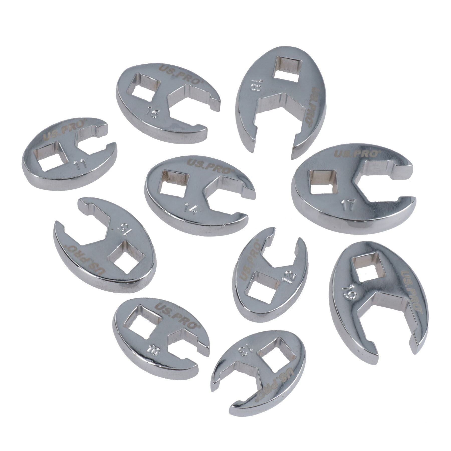 Jeu de clés à molette Crowfeet de taille métrique 10 mm – 19 mm, lot de 10 pièces