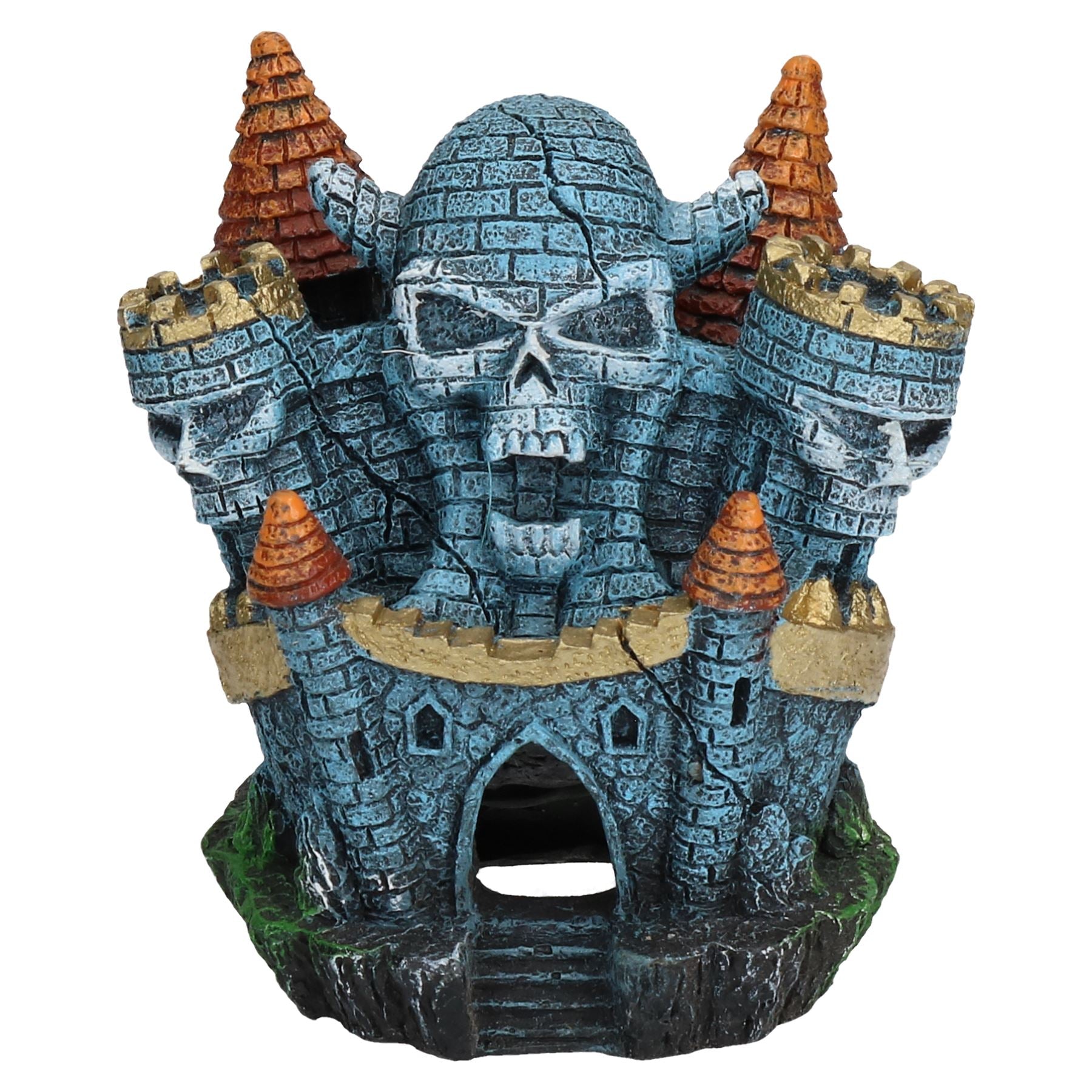 Aquatic Aquarium Decor Sinister Skull Castle Fish Tank Ornament 10x8x10cm