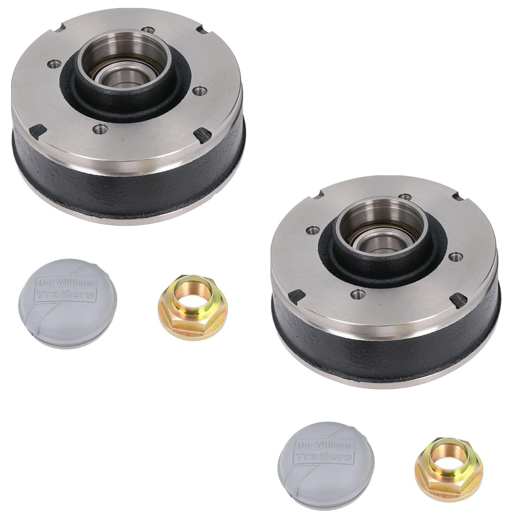 2er-Pack 200 x 50 mm Bremstrommeln und Lager für Ifor Williams Trailer 4 Bolzen 5,5 Zoll PCD