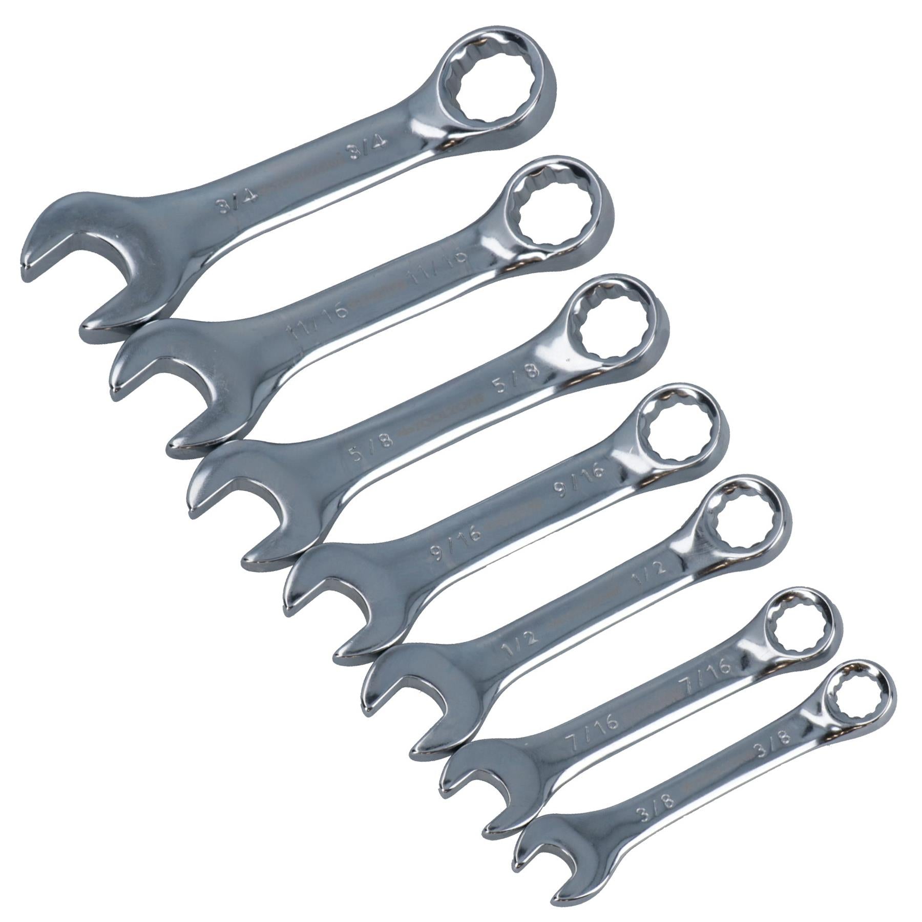 AF Imperial SAE Stubby Spanner Wrench 7pc Combination 3/8" - 3/4" CRV TE065