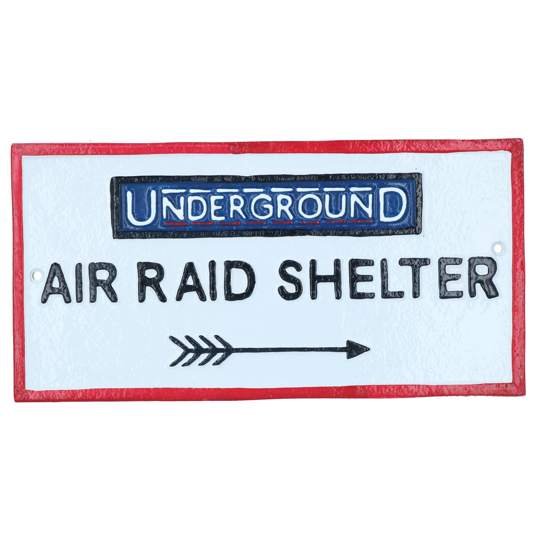 Underground Air Raid Shelter Cast Iron Sign Plaque London Wall House Garden