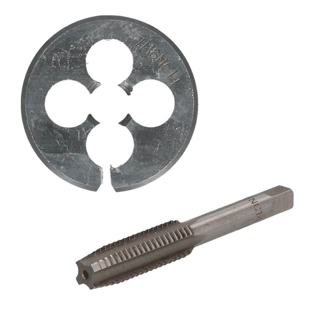Taraud et filière UNC 1/4" - 5/8" en acier au tungstène et filière fendue 38 mm