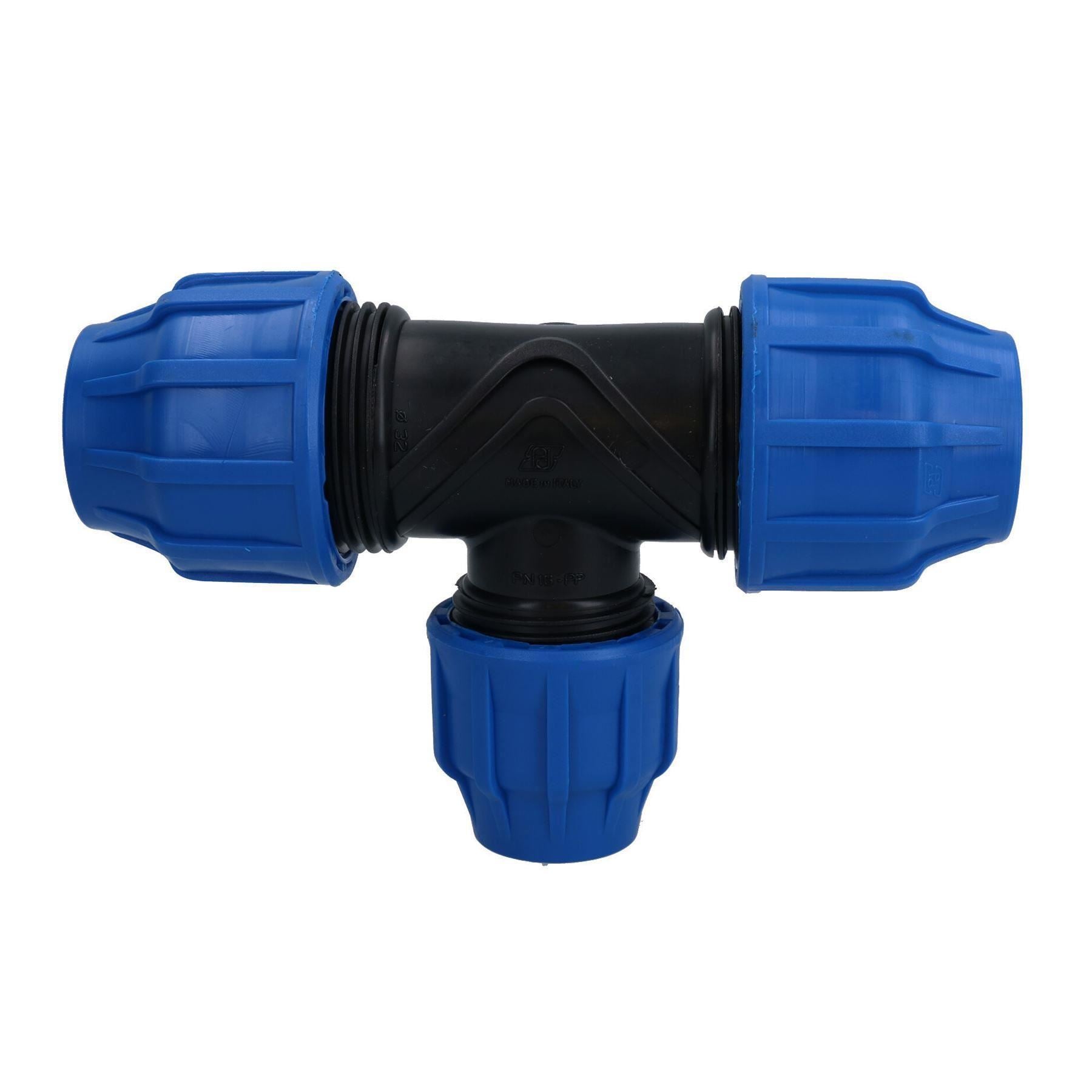 Raccord de tuyau d'eau en PEMD Raccord de raccord en T 20 mm x 20 mm x 20 mm