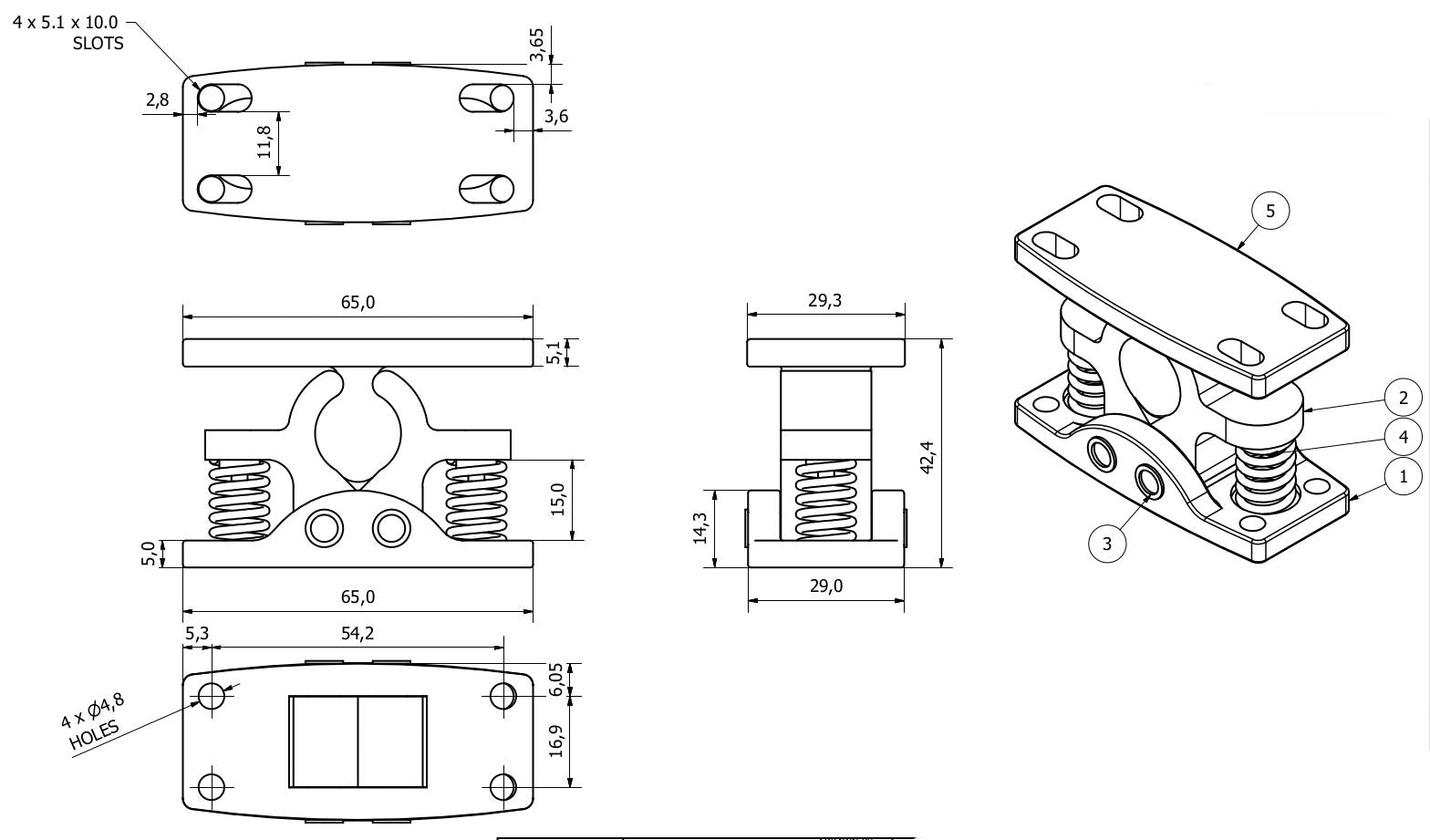Krallentürhalter für Wohnwagen, Wohnmobile, weißes Nylon, Industriell