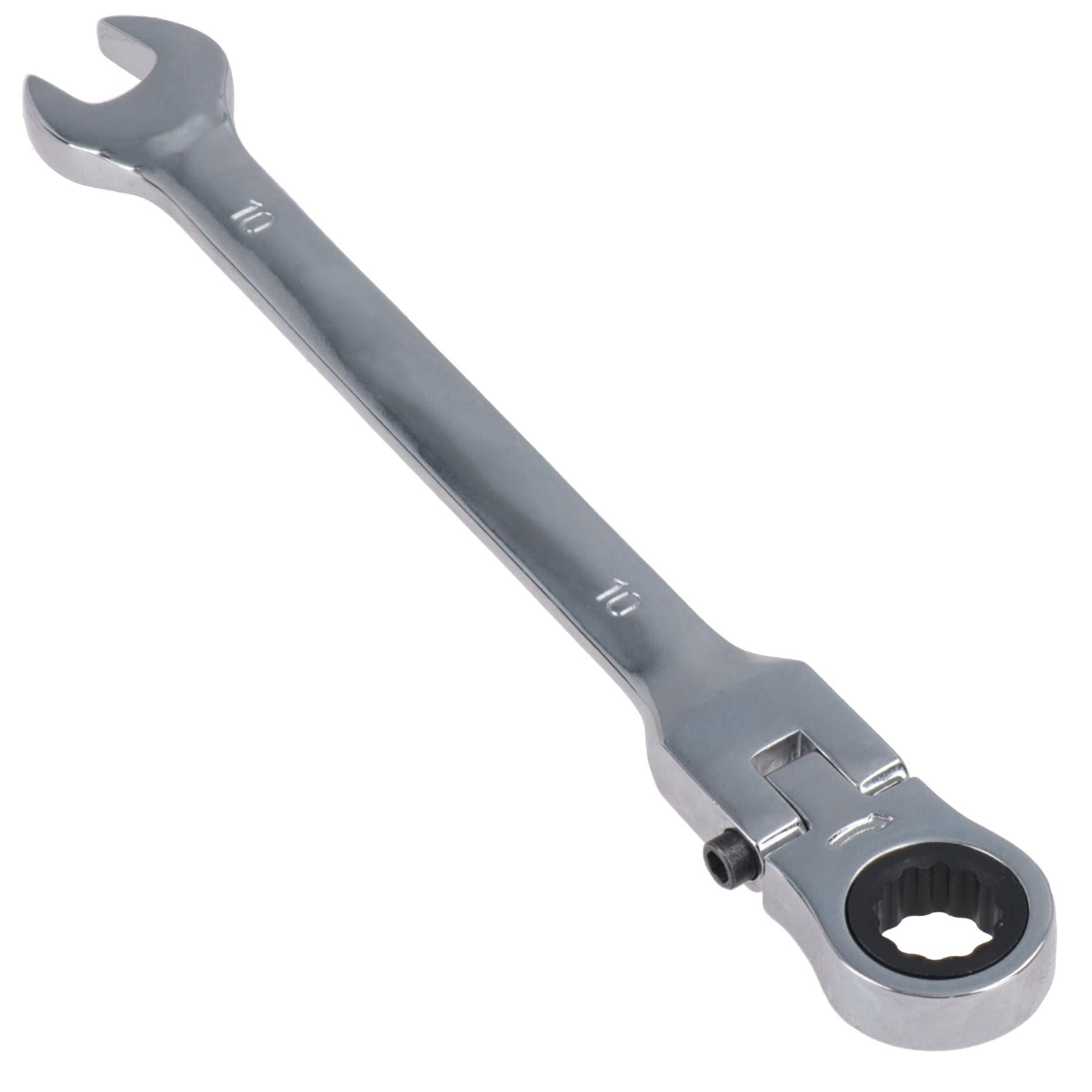 Clé à cliquet à tête flexible de 10 mm, tête verrouillable, 72 dents, bi-hexagonale