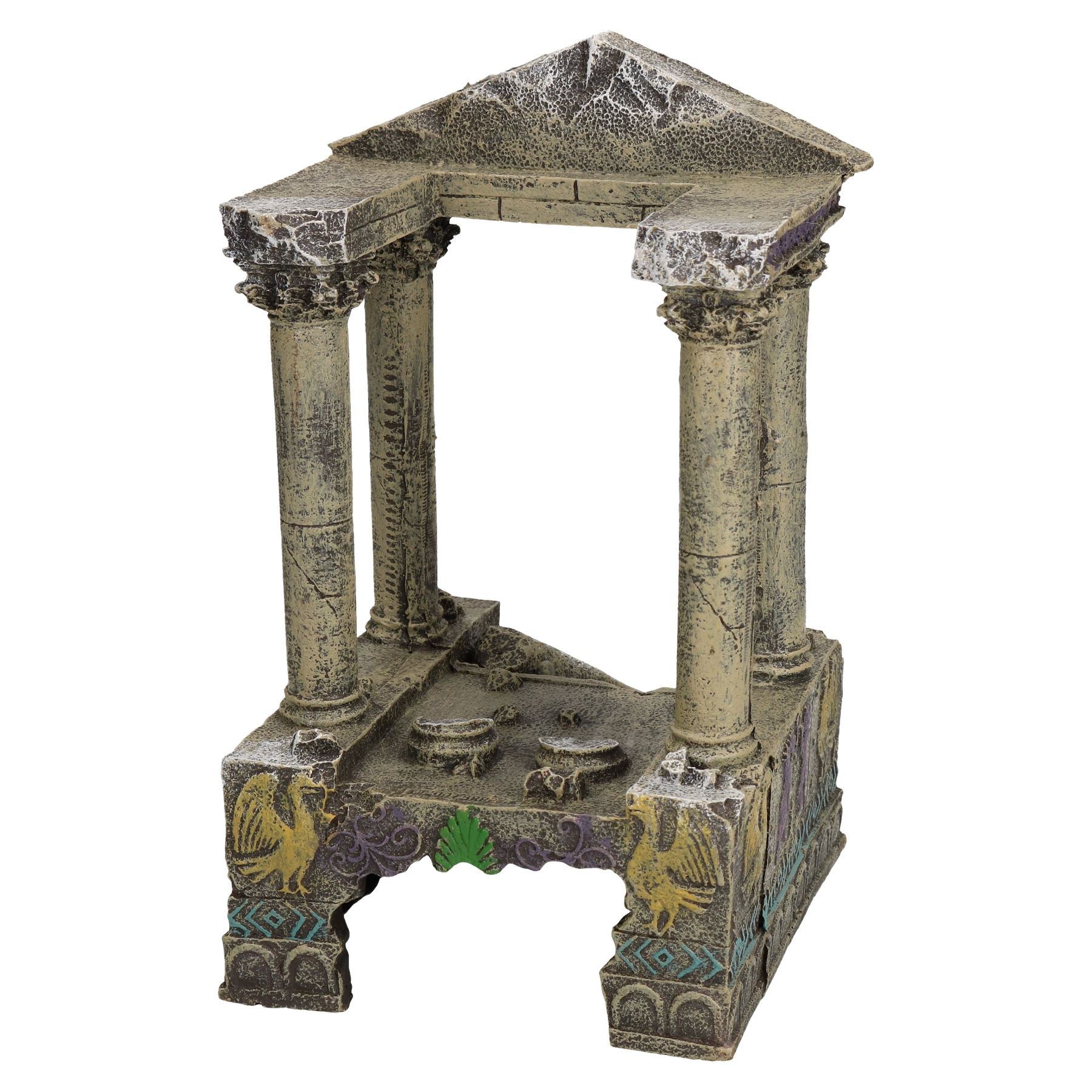 Décoration d'aquarium aquatique - Ornement de ruines et marches de temple - 11 x 13 x 20 cm