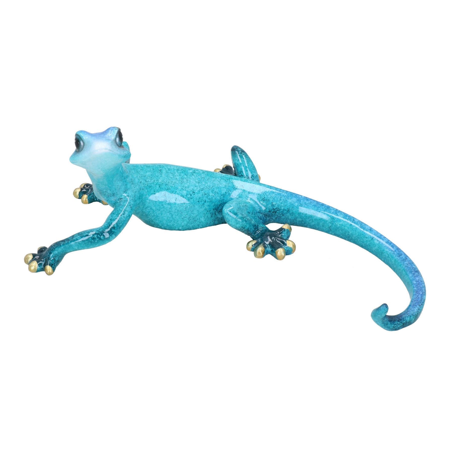 Blau gesprenkelte Gecko Eidechse Harz Wand Schuppen Skulptur Dekor Statue kleines Haus