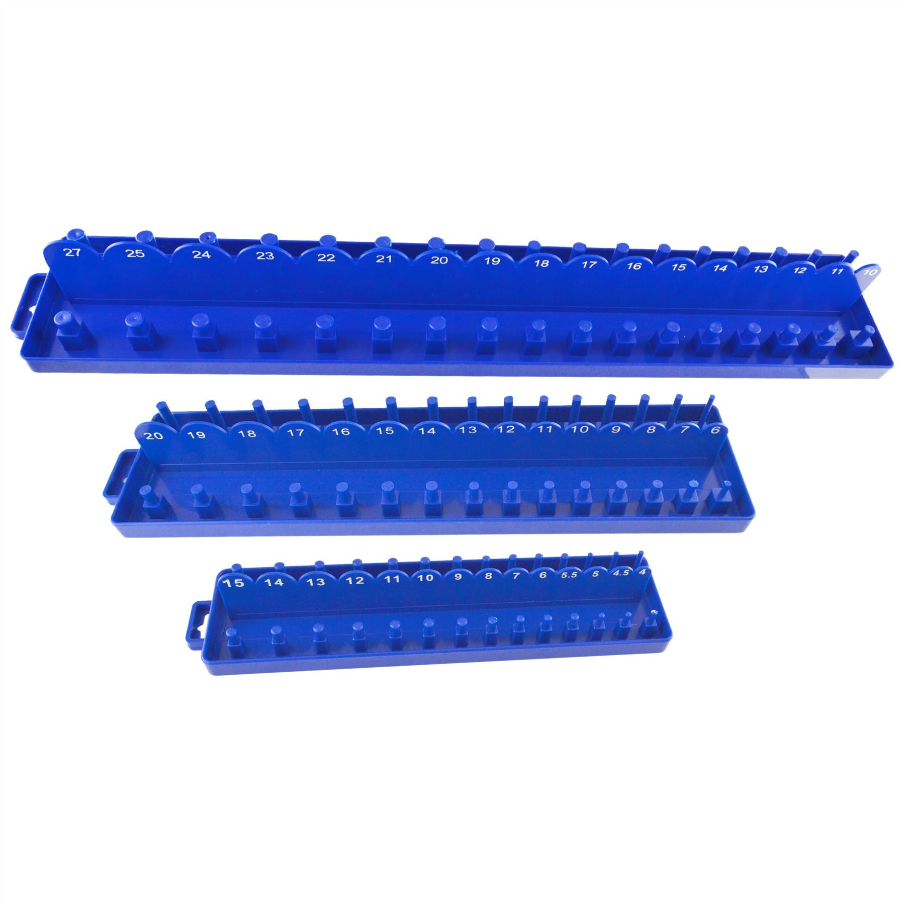 Imperial AF SAE or Metric ABS Plastic Socket Rail Tray Holders 1/4" 3/8" and 1/2" Dr