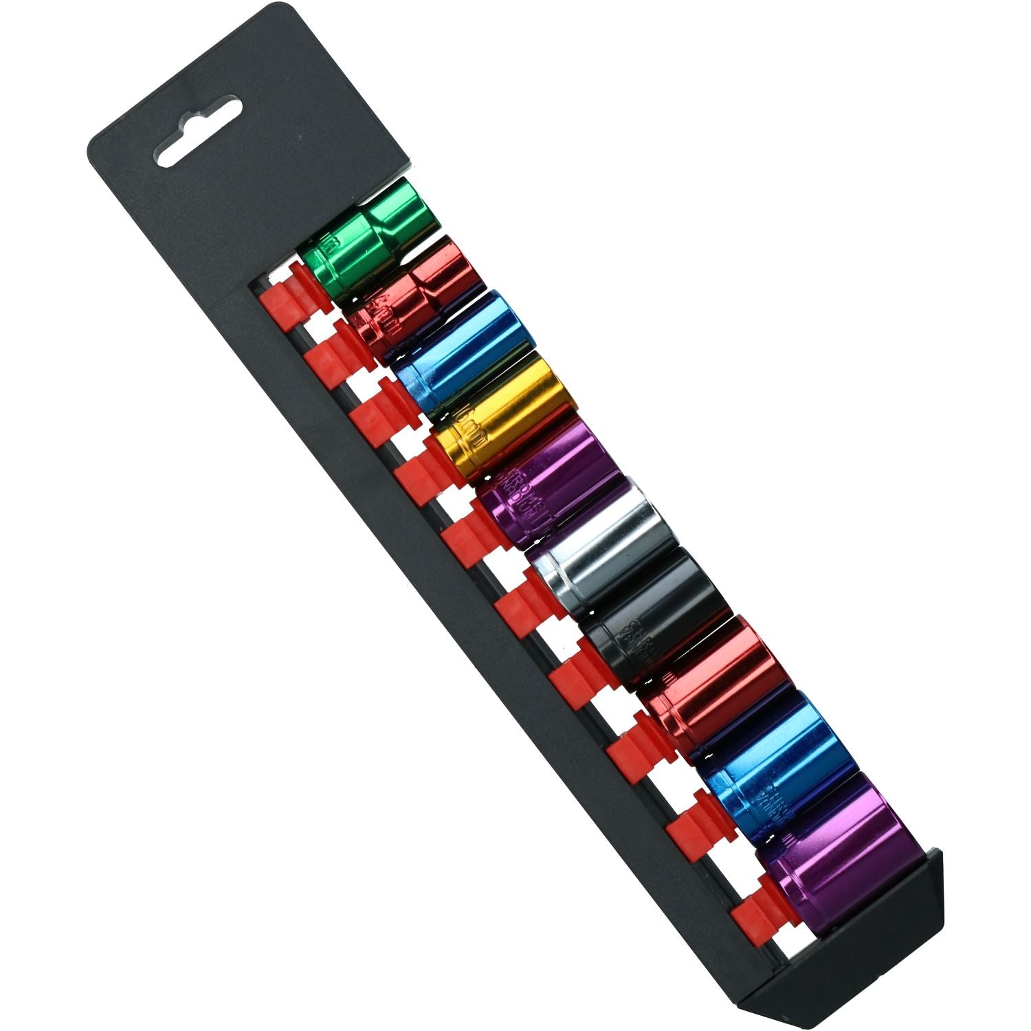 Metrische 1/2"-Antrieb, flache, farbkodierte Steckschlüsseleinsätze, 6-kant, 13–24 mm, 10 Stück
