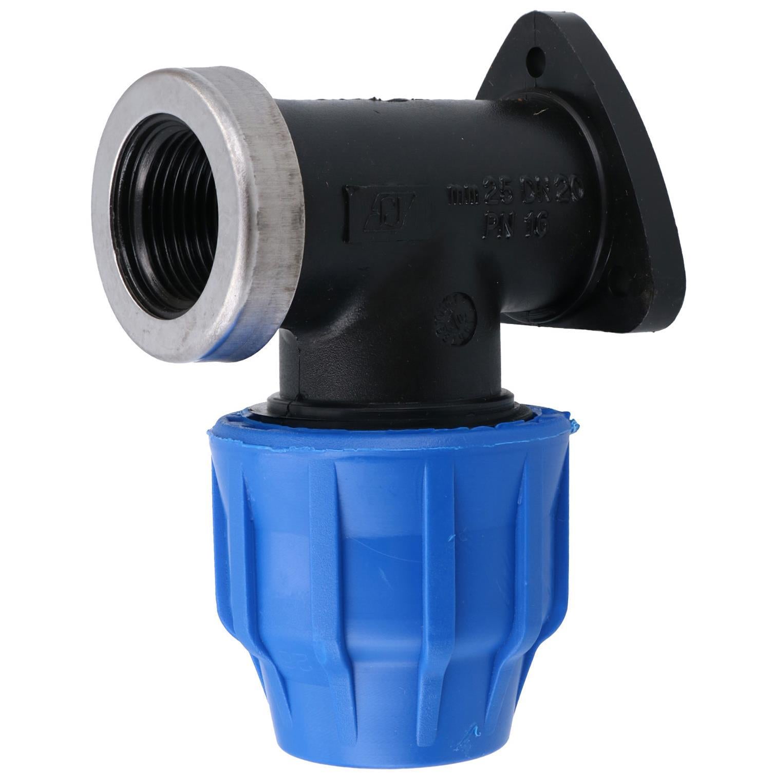 Coude mural en PEMD 25 mm x 3/4 po Raccord de robinet extérieur Connecteur fileté Coude