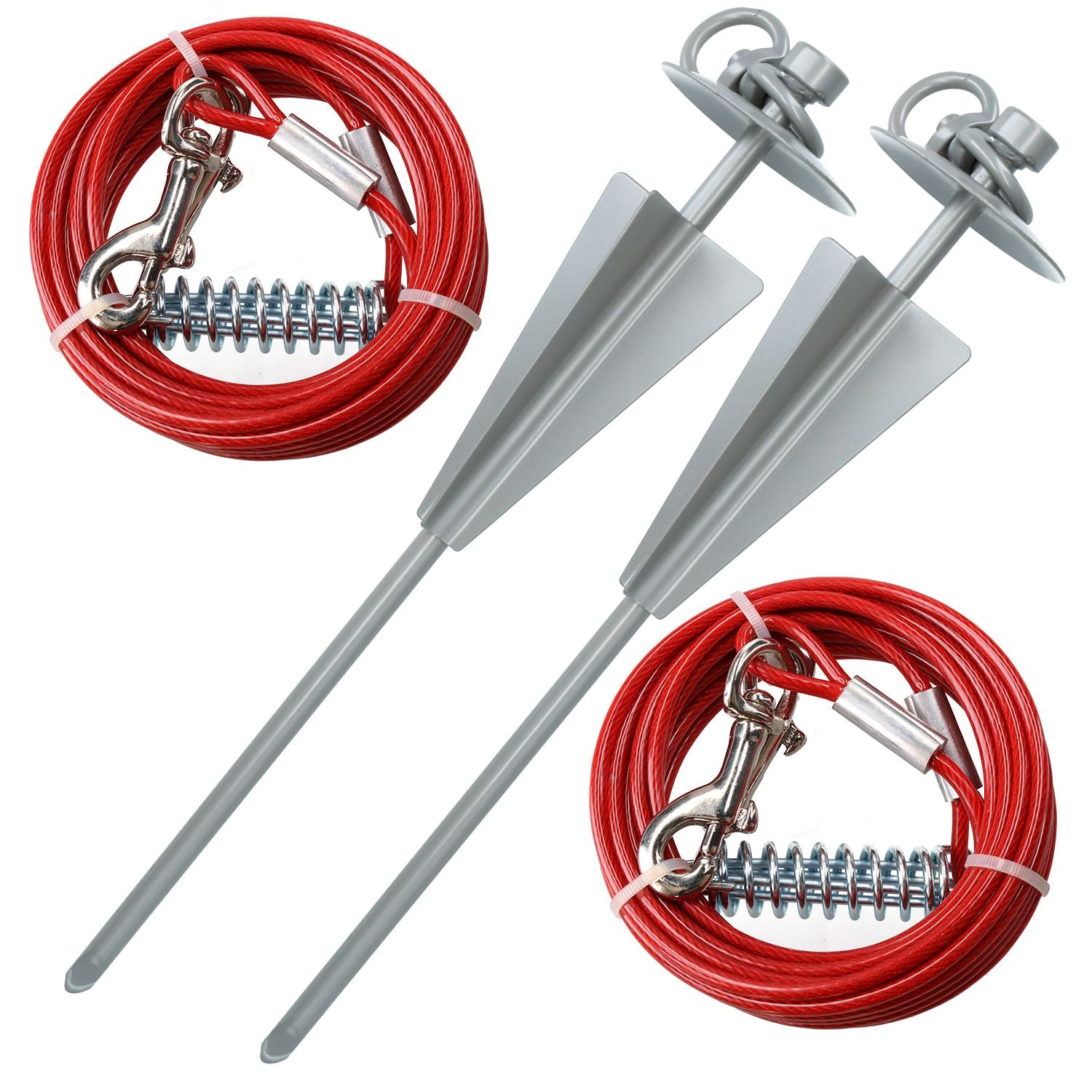 2 X Extra Strong Dog Stake Out SpikeS & 2X10ft Weather Resistant Tie-Out Cable