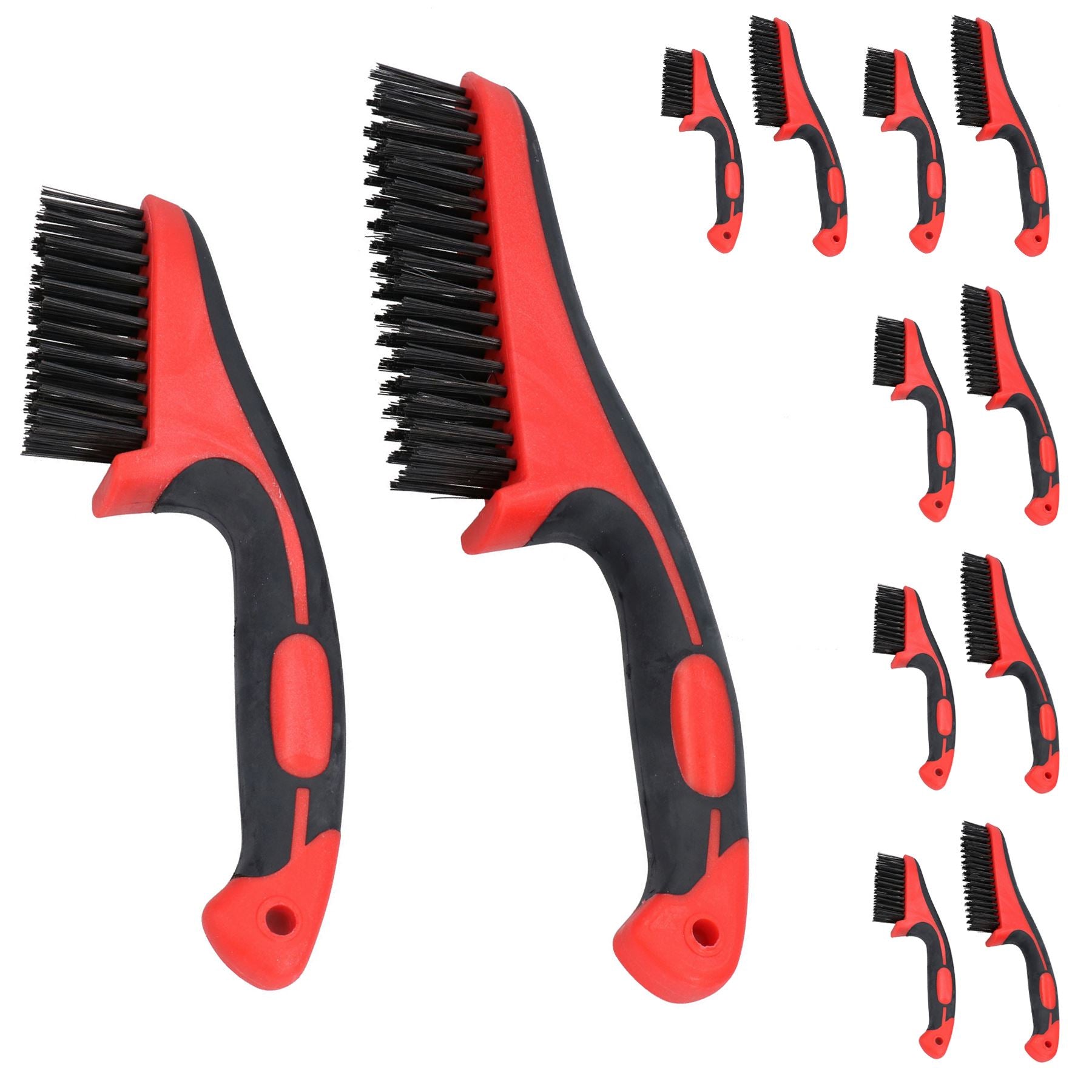 Brosse métallique portative pour éliminer la rouille, nettoyage, poignée en caoutchouc souple, 11" + 8,5"