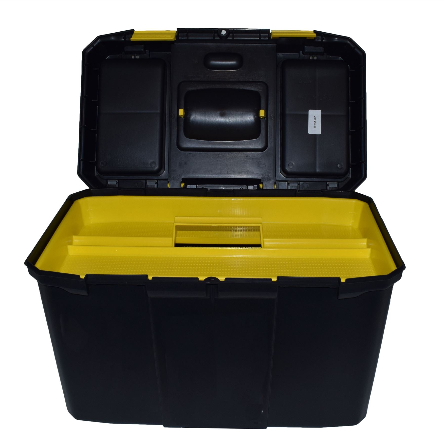 Plastic Double Tool Box Toolbox Storage Pull Along Handle Trolley 9 Compartments