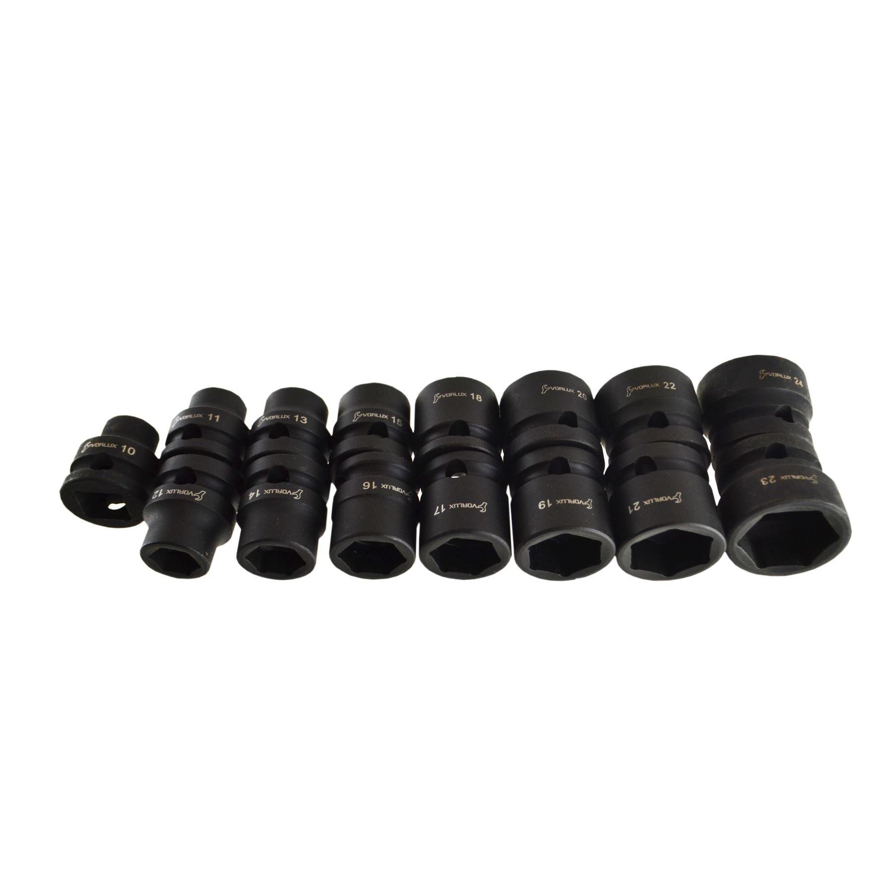 1/2"-Antrieb, kurze metrische Schlagnüsse, 6-seitig, Einzelsechskant, 10–24 mm, 15-tlg.