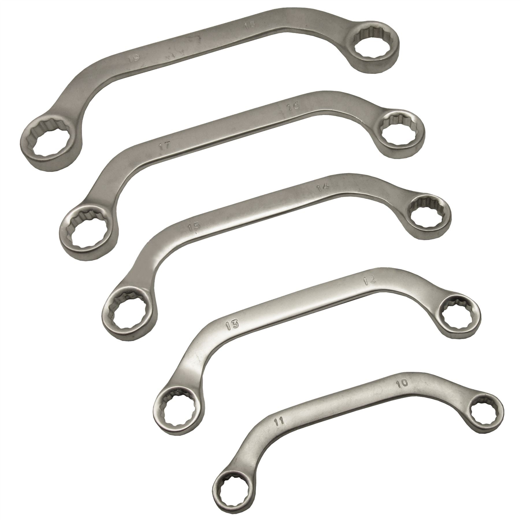 Halbmond-Ringschlüssel, 5-teilig, metrische Größen 10–19 mm, Behinderungsbiegung, C-Schlüssel, TE427