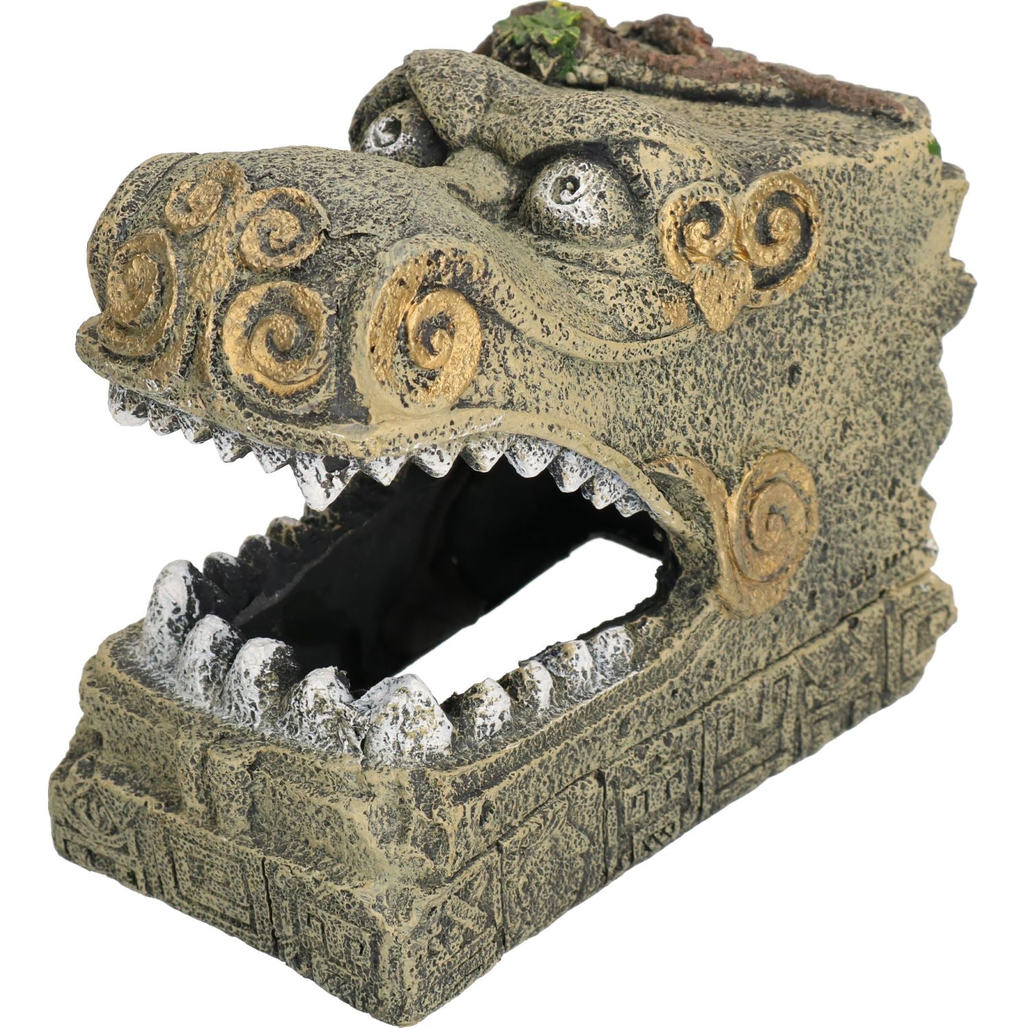 Décoration d'aquarium aquatique Tête de serpent Tombeau Ornement de réservoir de poisson 14x10x12cm