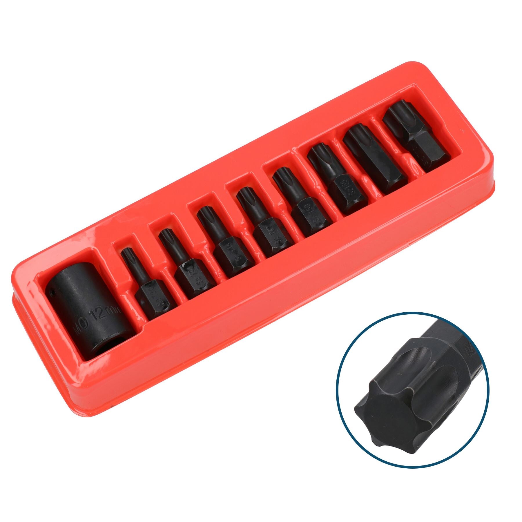 Jeu de 9 embouts à impact Torx mâles T30 – T70 à entraînement 1/2" avec support