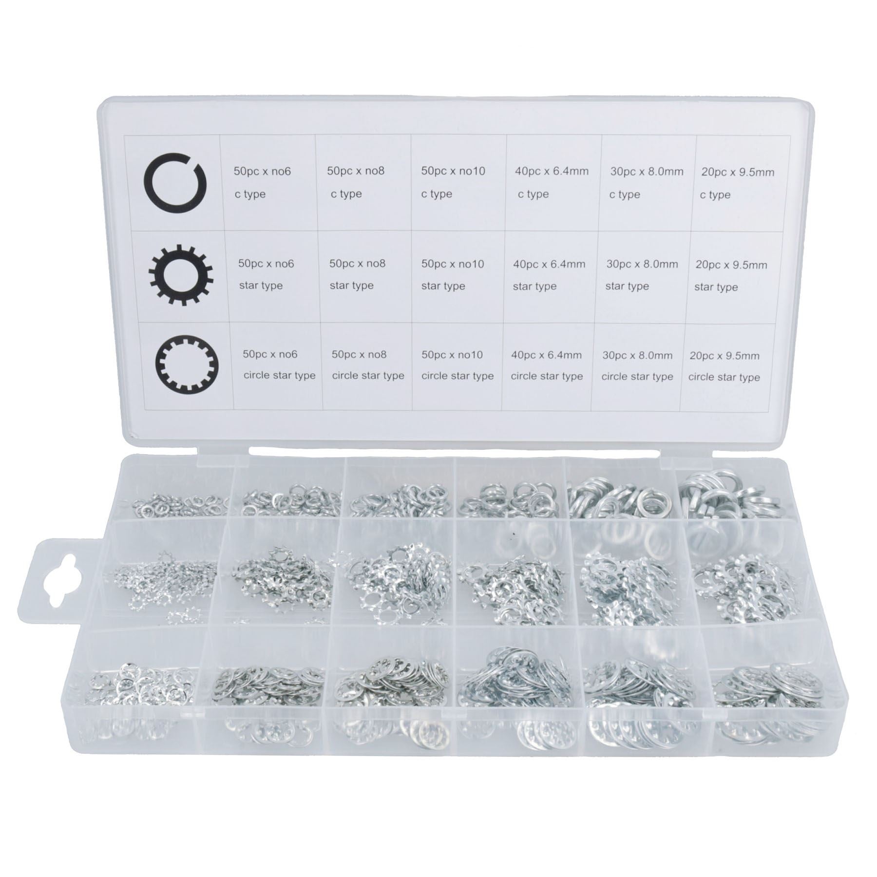 Locking Washer Shake Proof Spring C Star and Circle Washers Assortment 720pc