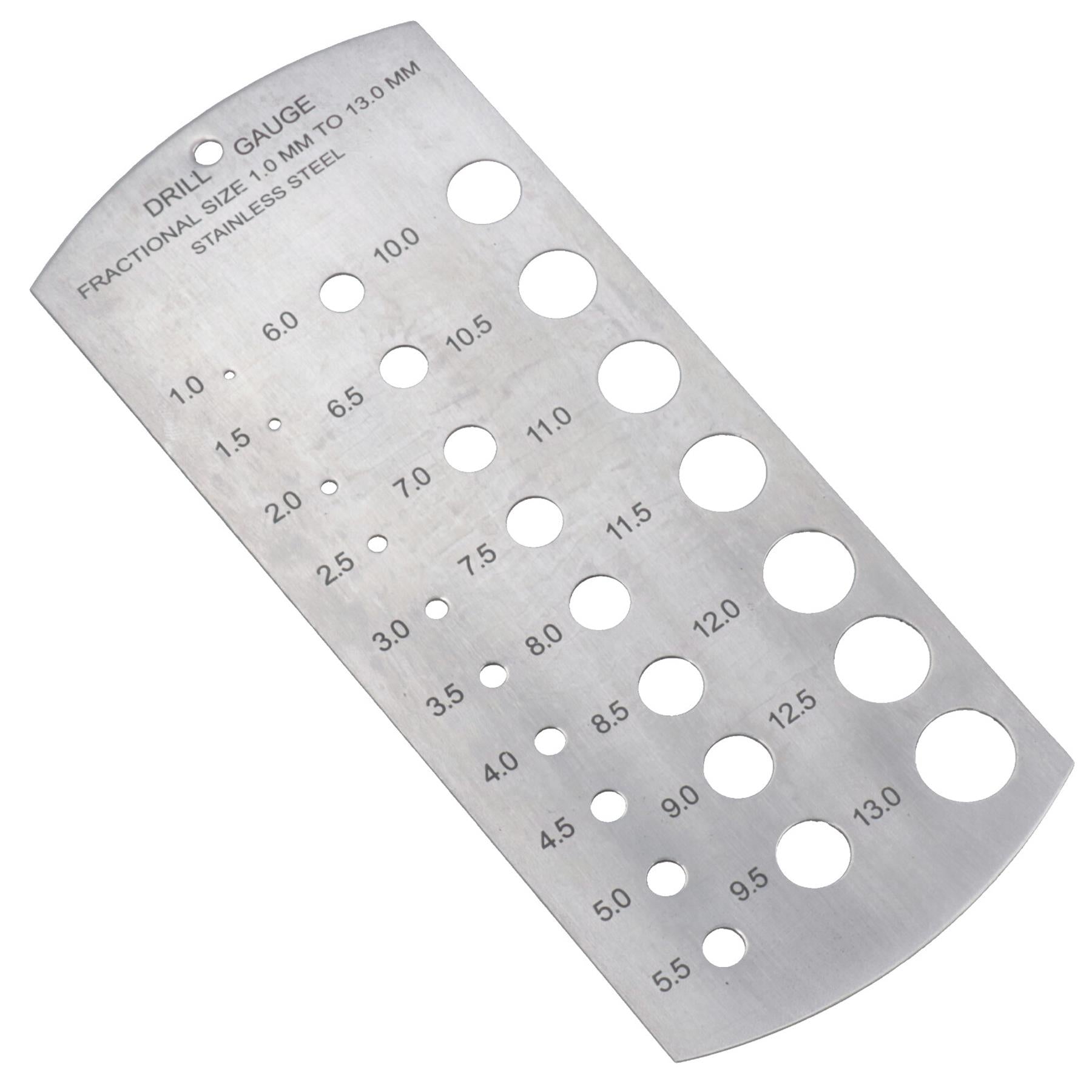 Calibre de foret fractionnaire métrique 1 à 13 mm Guide de mesure des trous en acier inoxydable