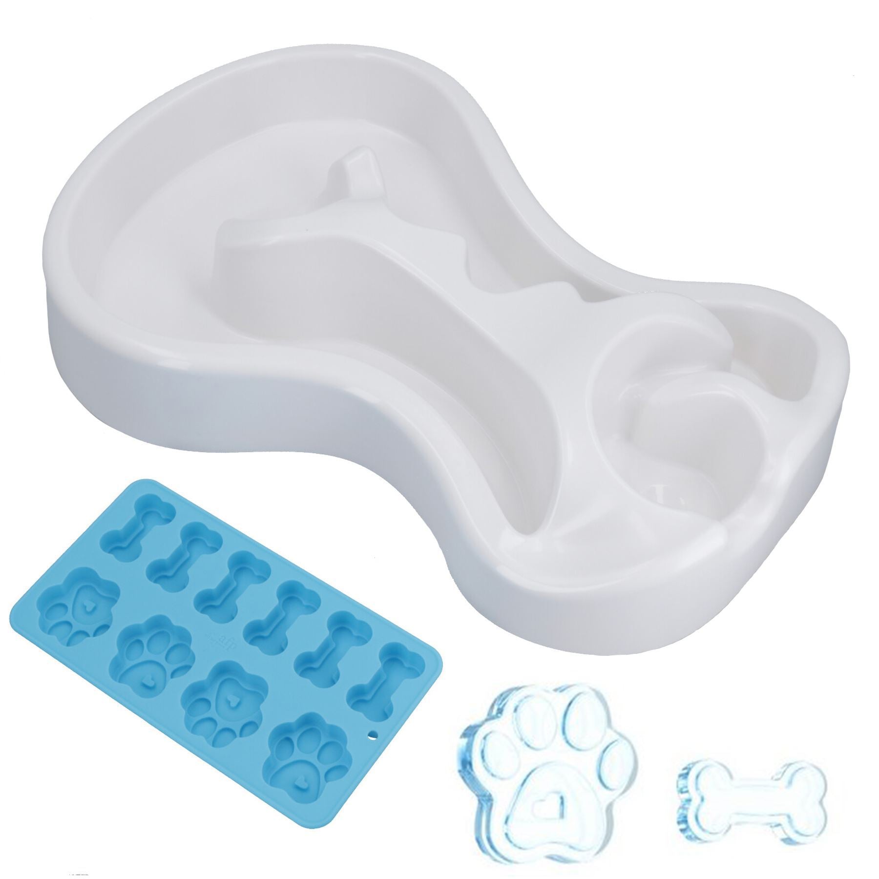 Chill Out Cool Dog Pet Cooling Feast Ice Cube Paw & Bone Mould Tray & Ice Track