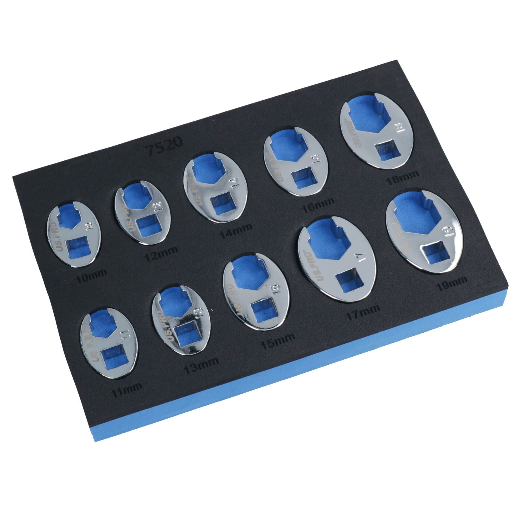 Jeu de clés à molette Crowfeet de taille métrique 10 mm – 19 mm, lot de 10 pièces