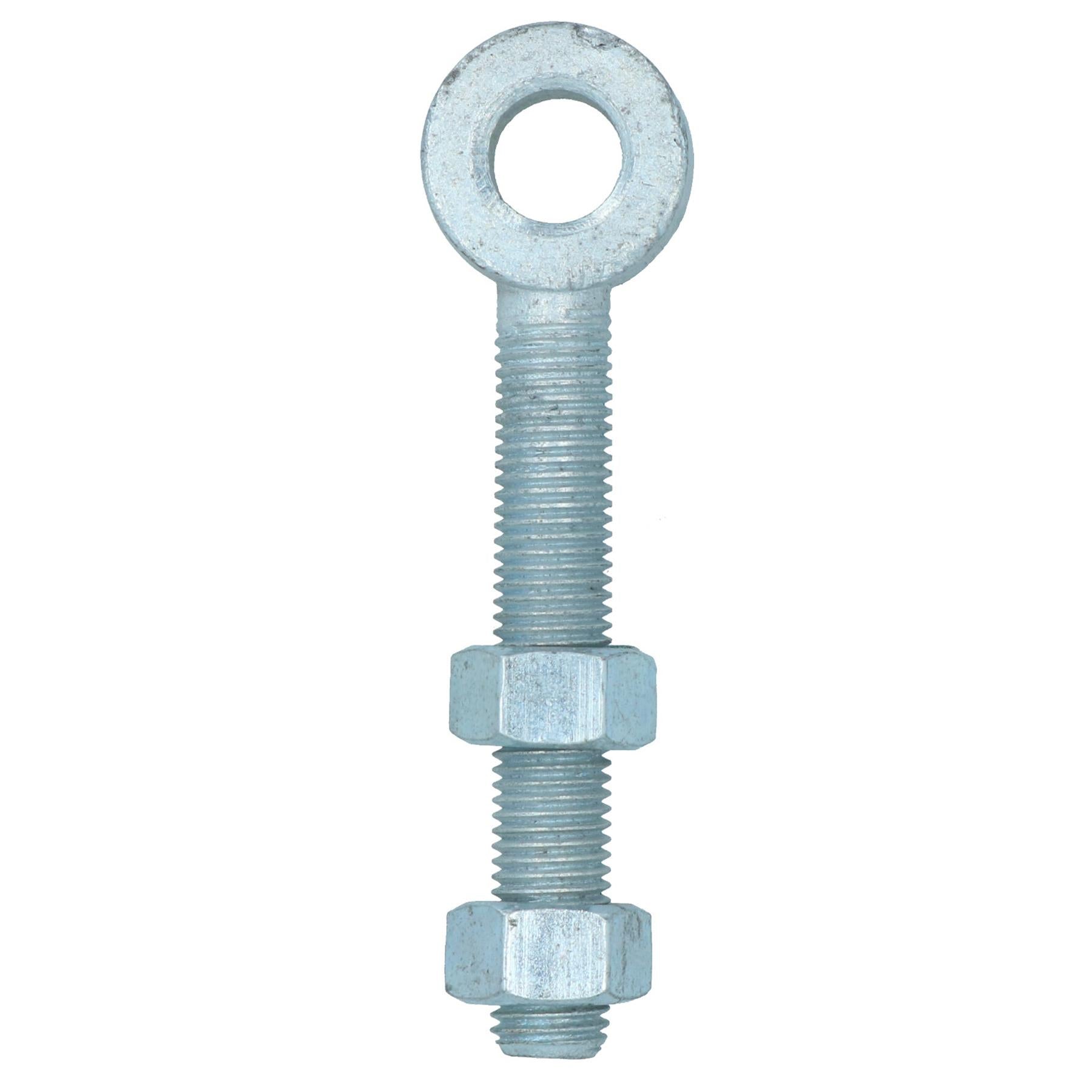 Swing Gate Long Eye Bolts Hinge + Nuts Adjustable Zinc Plated 12mm – 24mm